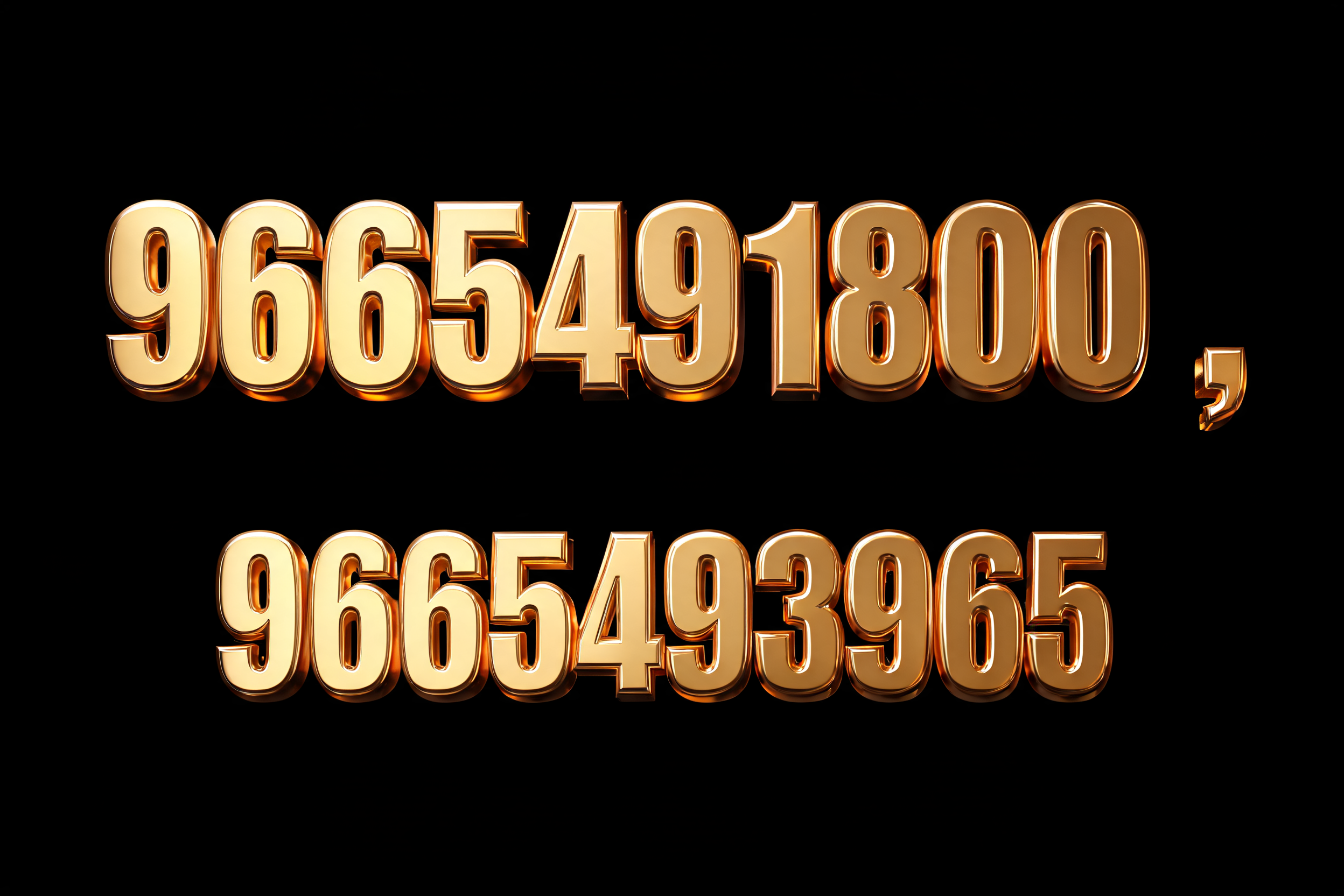 "9665491800 , 9665493965" — 3d Bold Gold | AI Text Effect Generator