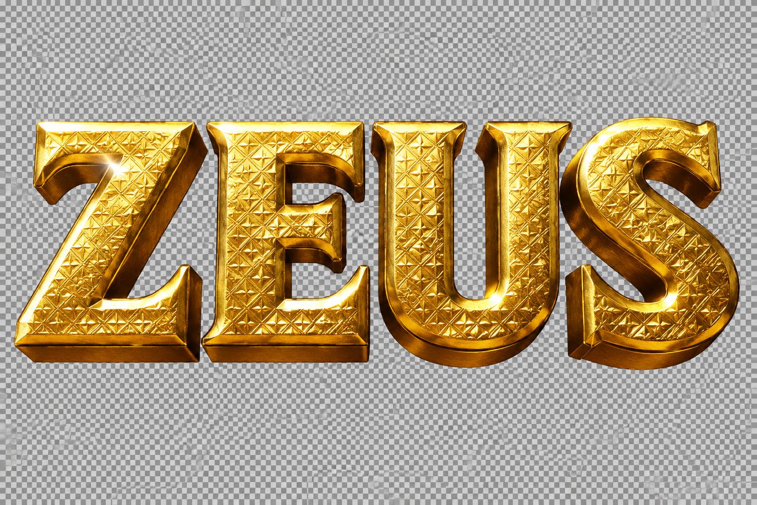 "ZEUS" — 3d Bold Gold | AI Text Effect Generator