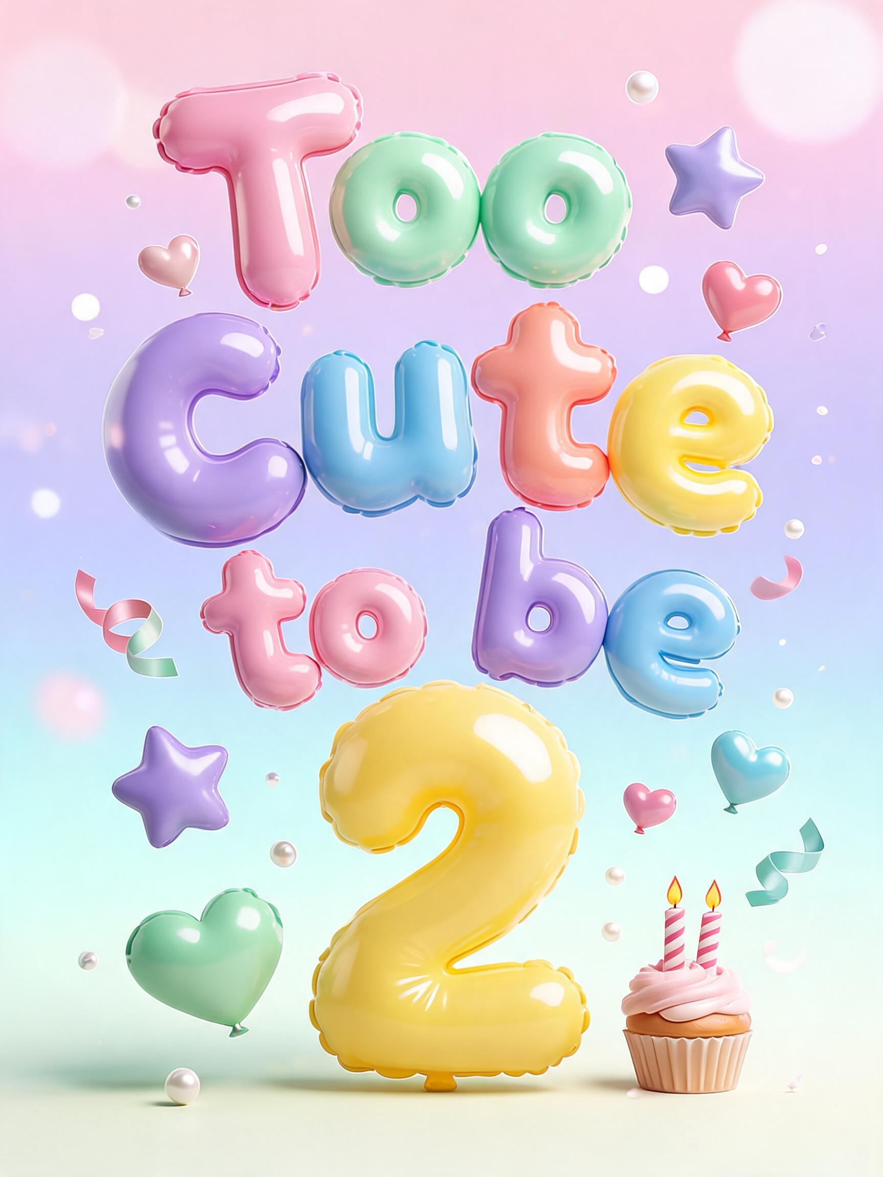 "Too Cute to be 2" — 3d Bold Inflated | AI Text Effect Generator