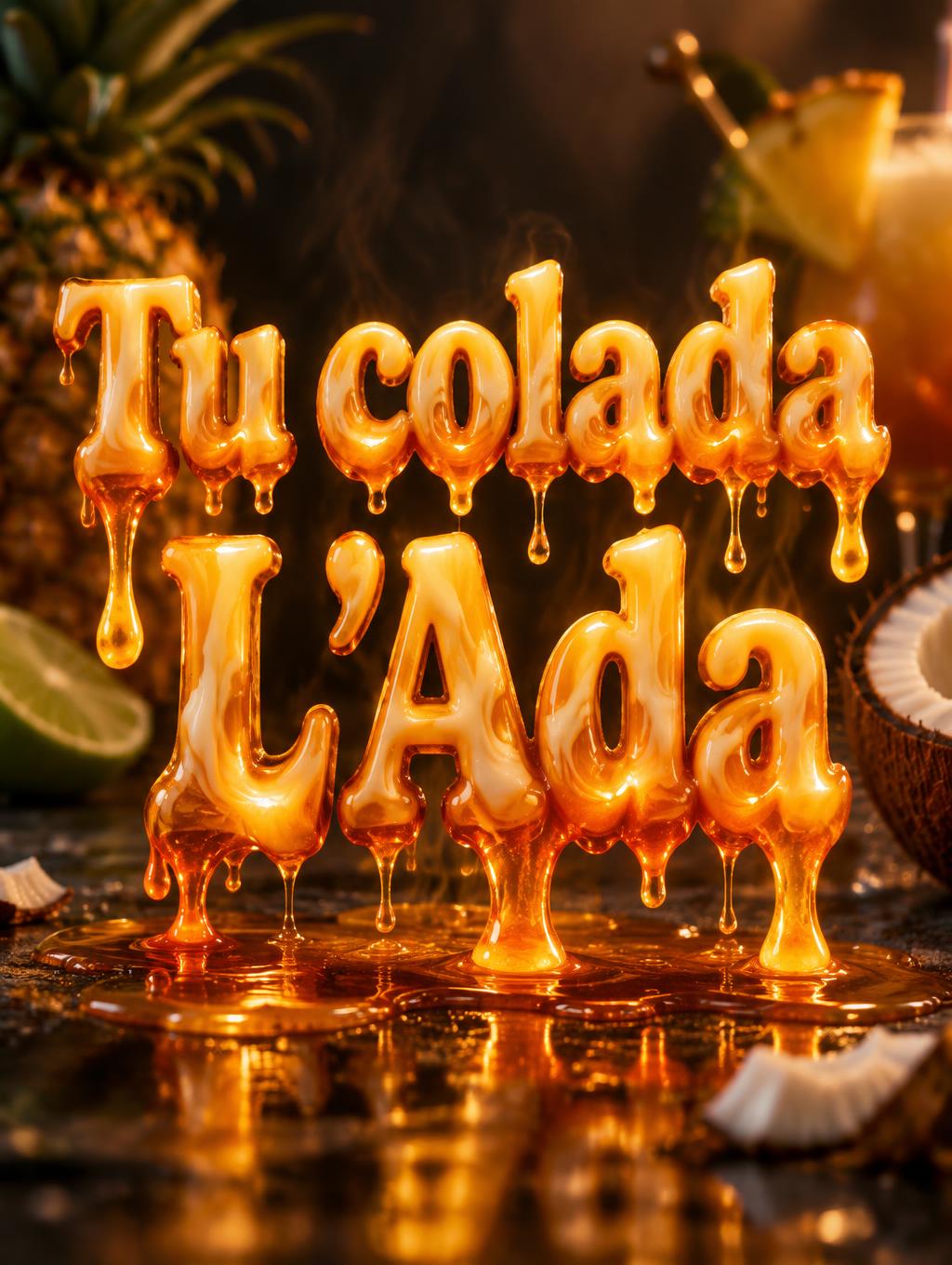 "Tu colada L'Ada" — Drip Font Melting | AI Text Effect Generator