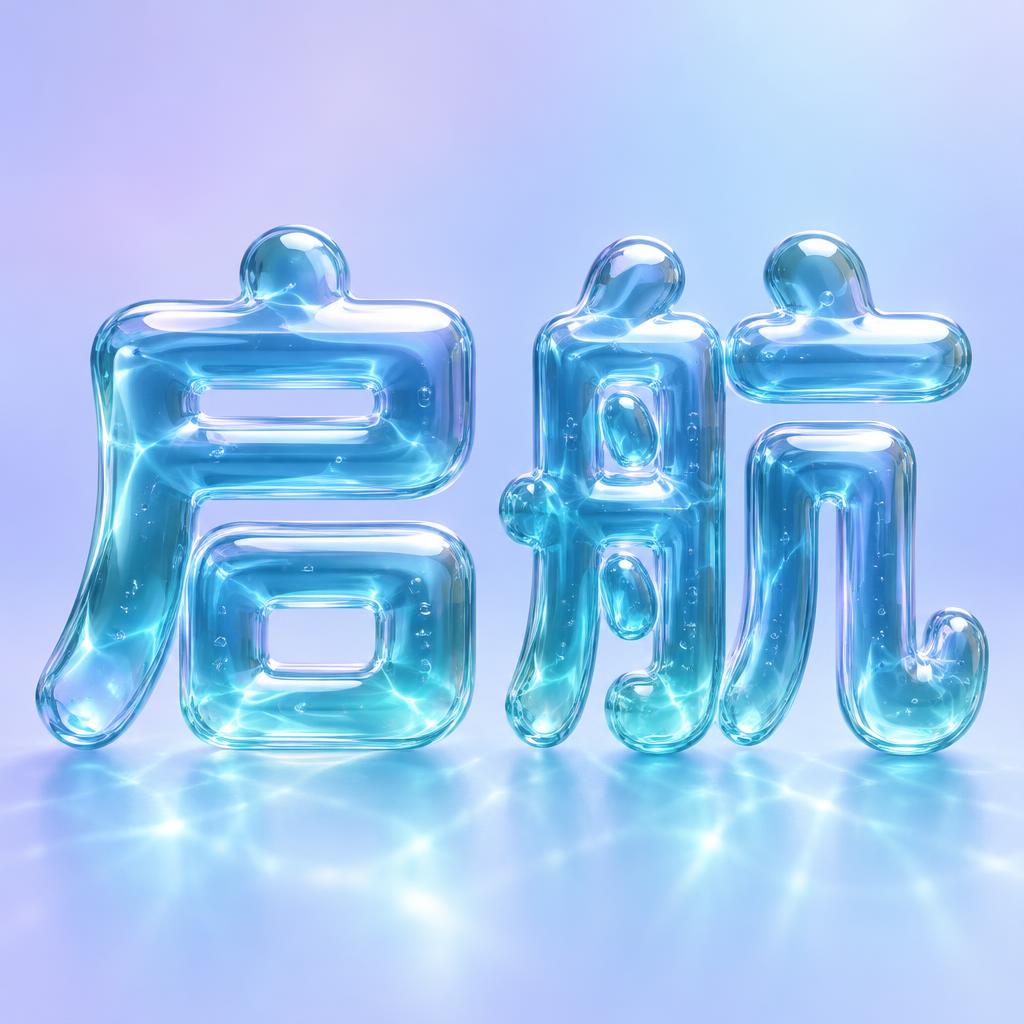 "启航" — Glass Liquid | AI Text Effect Generator