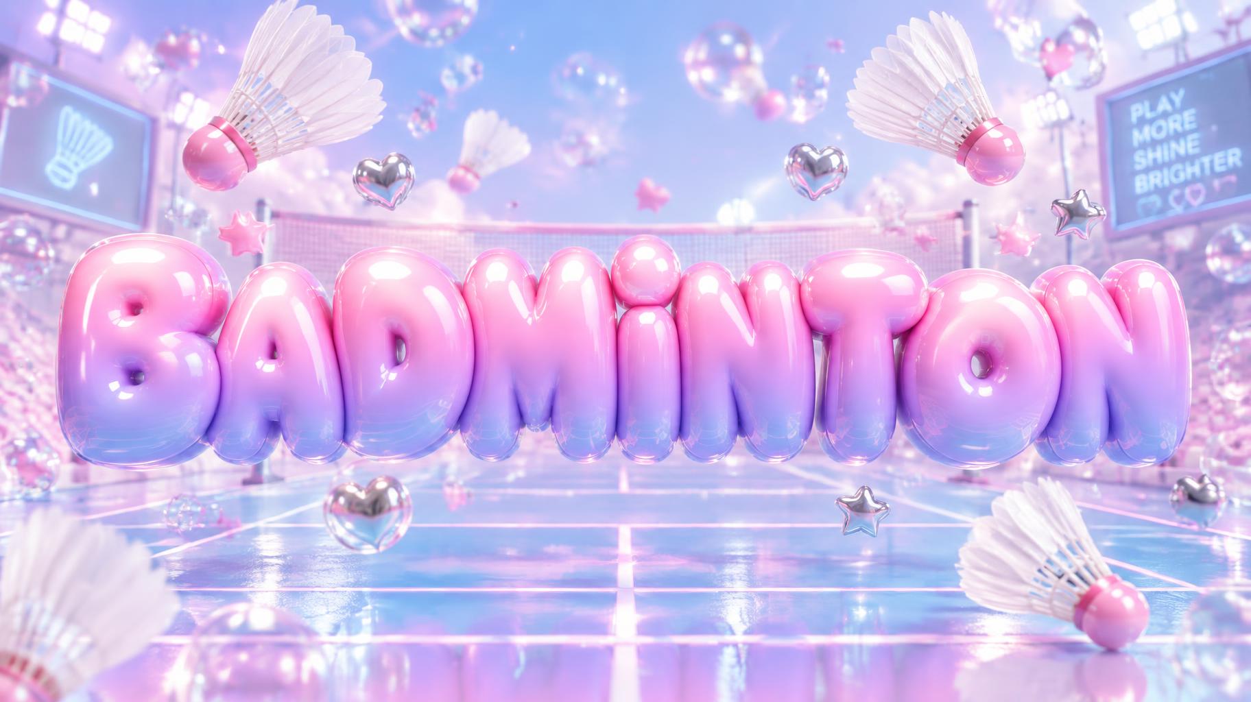 "BADMINTON" — Y2k Bubbly | AI Text Effect Generator