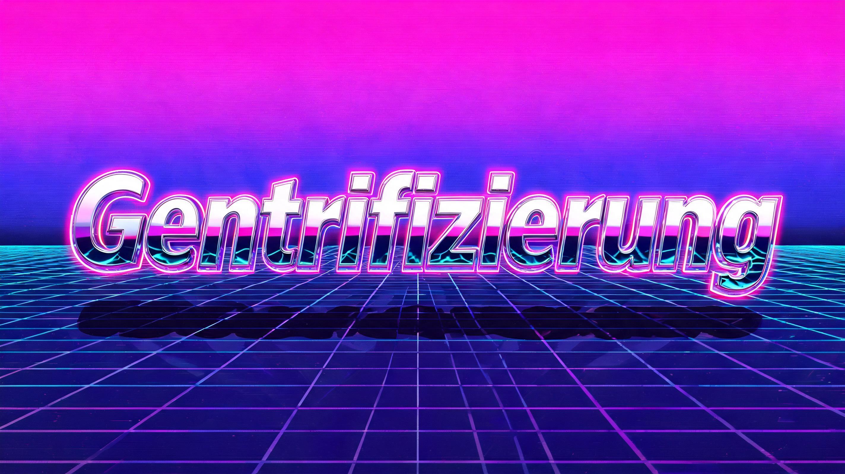 "Gentrifizierung" — Neon 80s | AI Text Effect Generator
