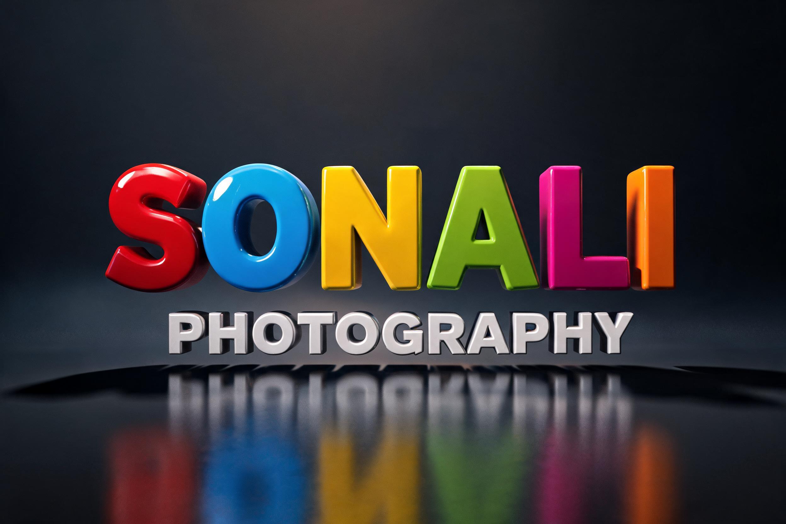 "SONALI 
PHOTOGRAPHY" — 3d Bold | AI Text Effect Generator