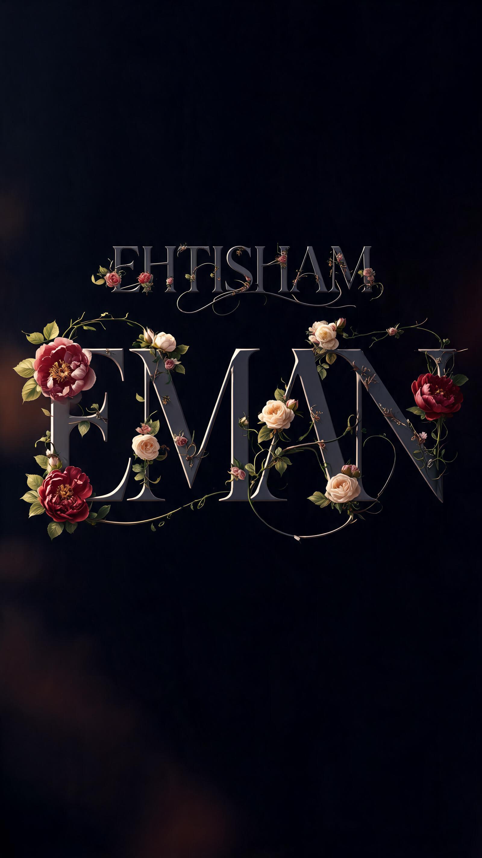 "EHTISHAM EMAN" — Floral | AI Text Effect Generator