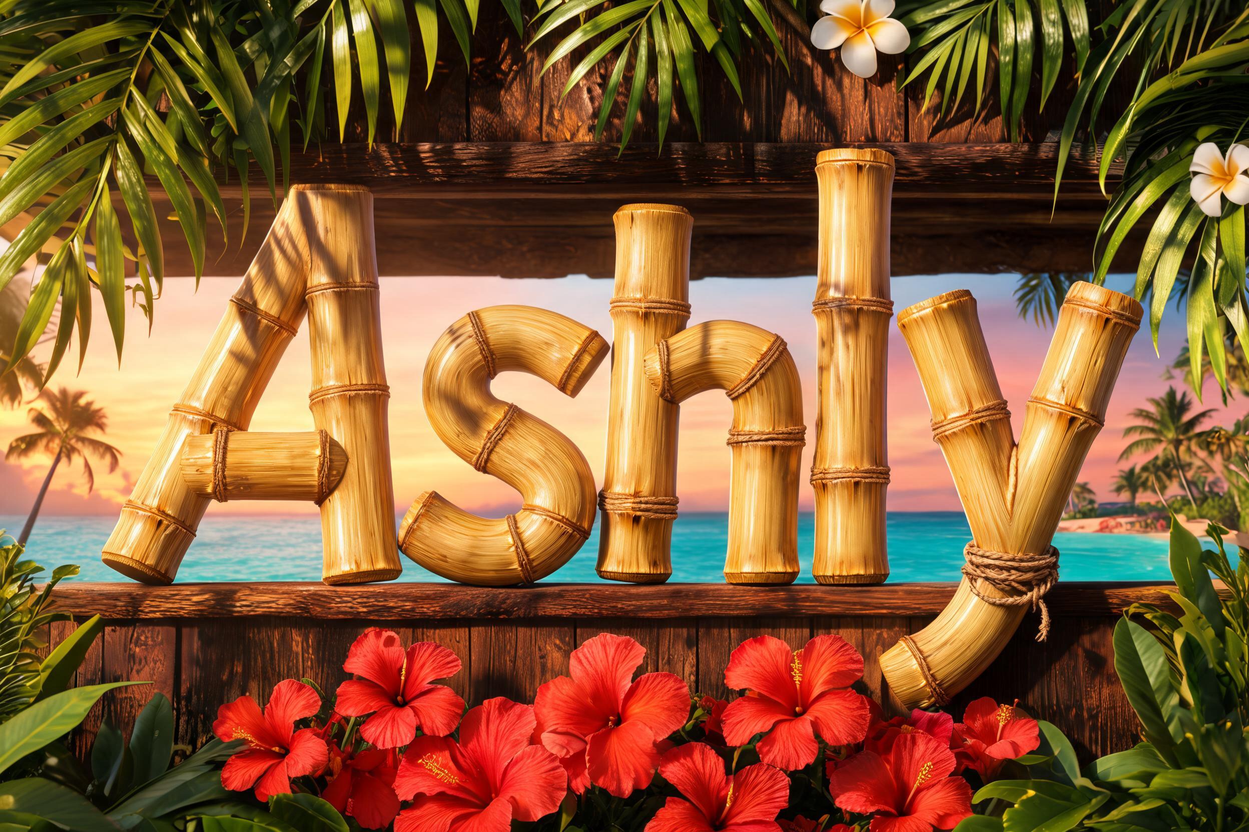 "Ashly" — Hawaiian | AI Text Effect Generator