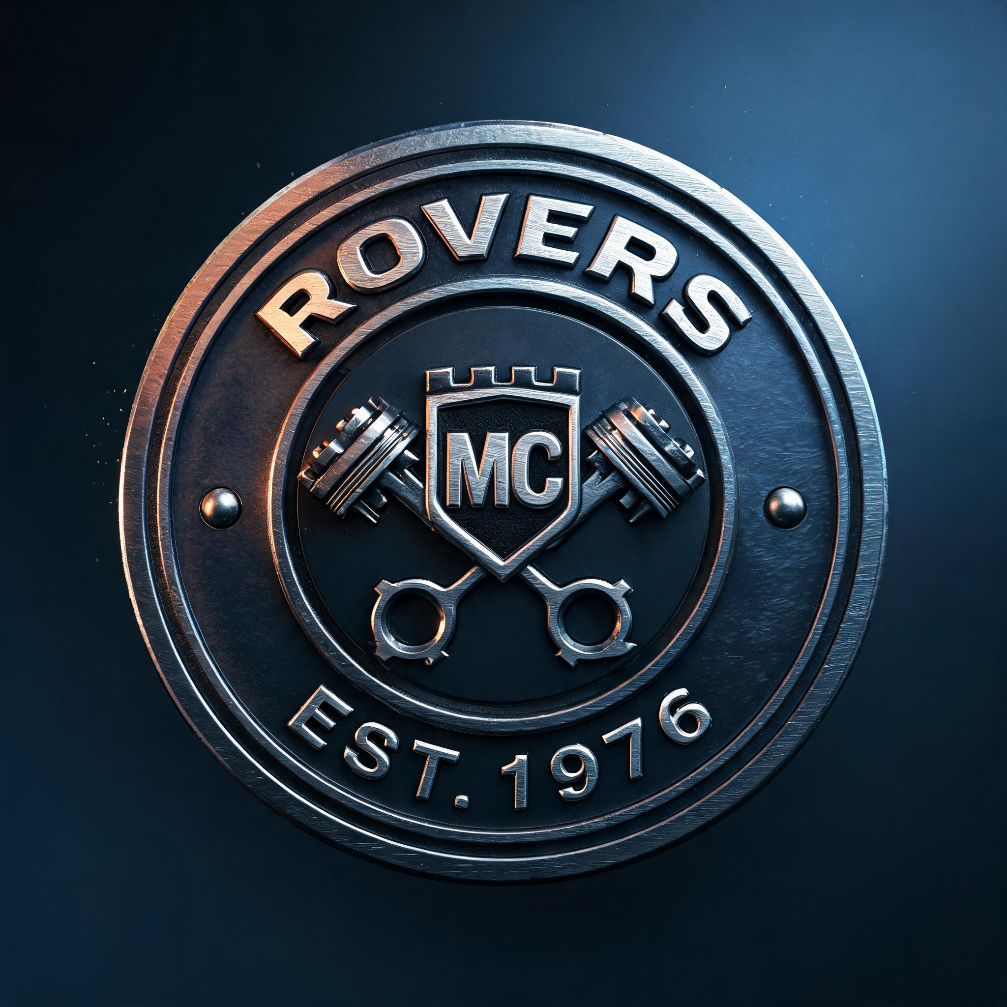 "ROVERS
MC
EST. 1976" — Metallic | AI Text Effect Generator