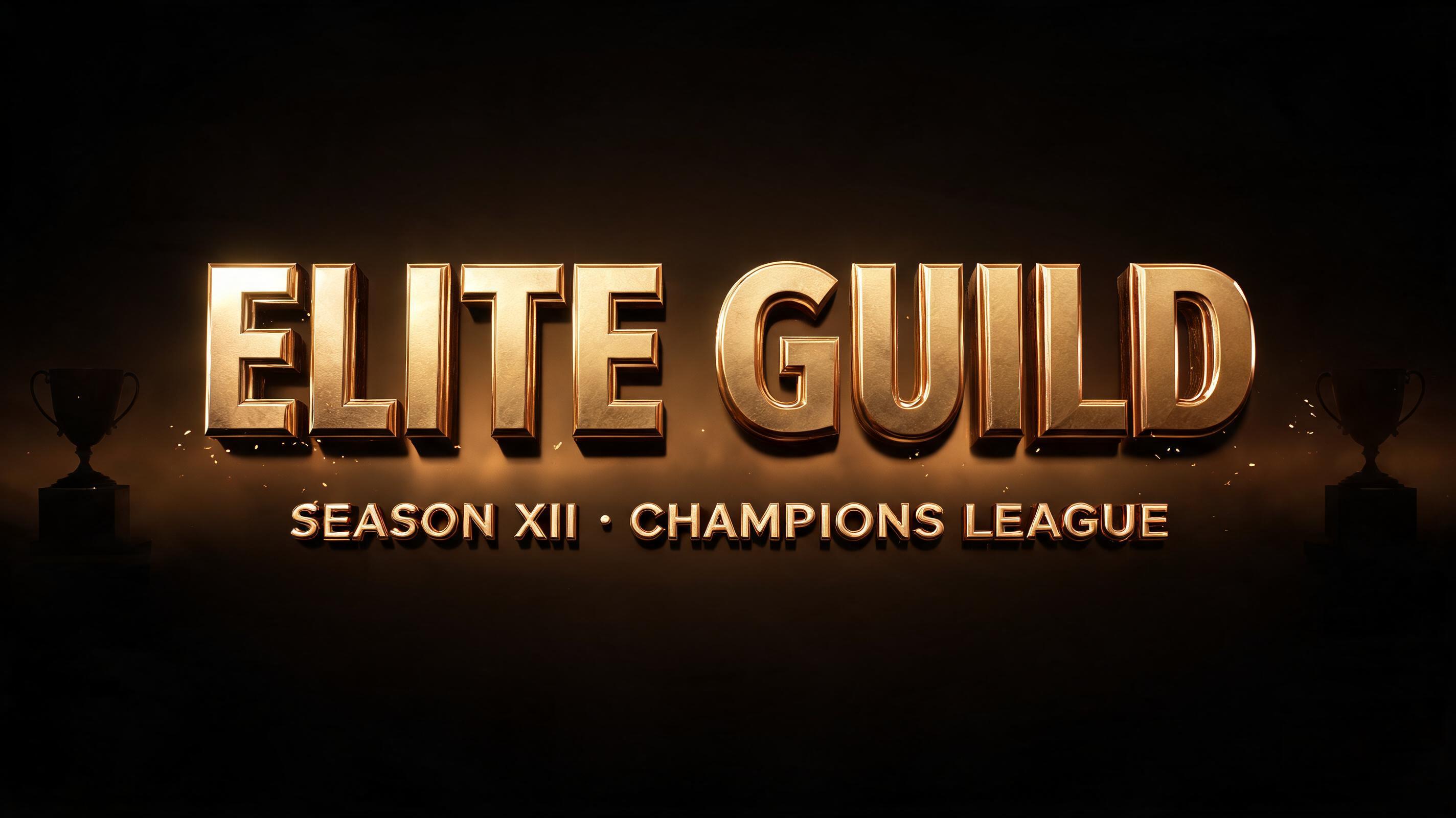 "ELITE GUILD
SEASON XII · CHAMPIONS LEAGUE" — 3d Bold Gold | AI Text Effect Generator
