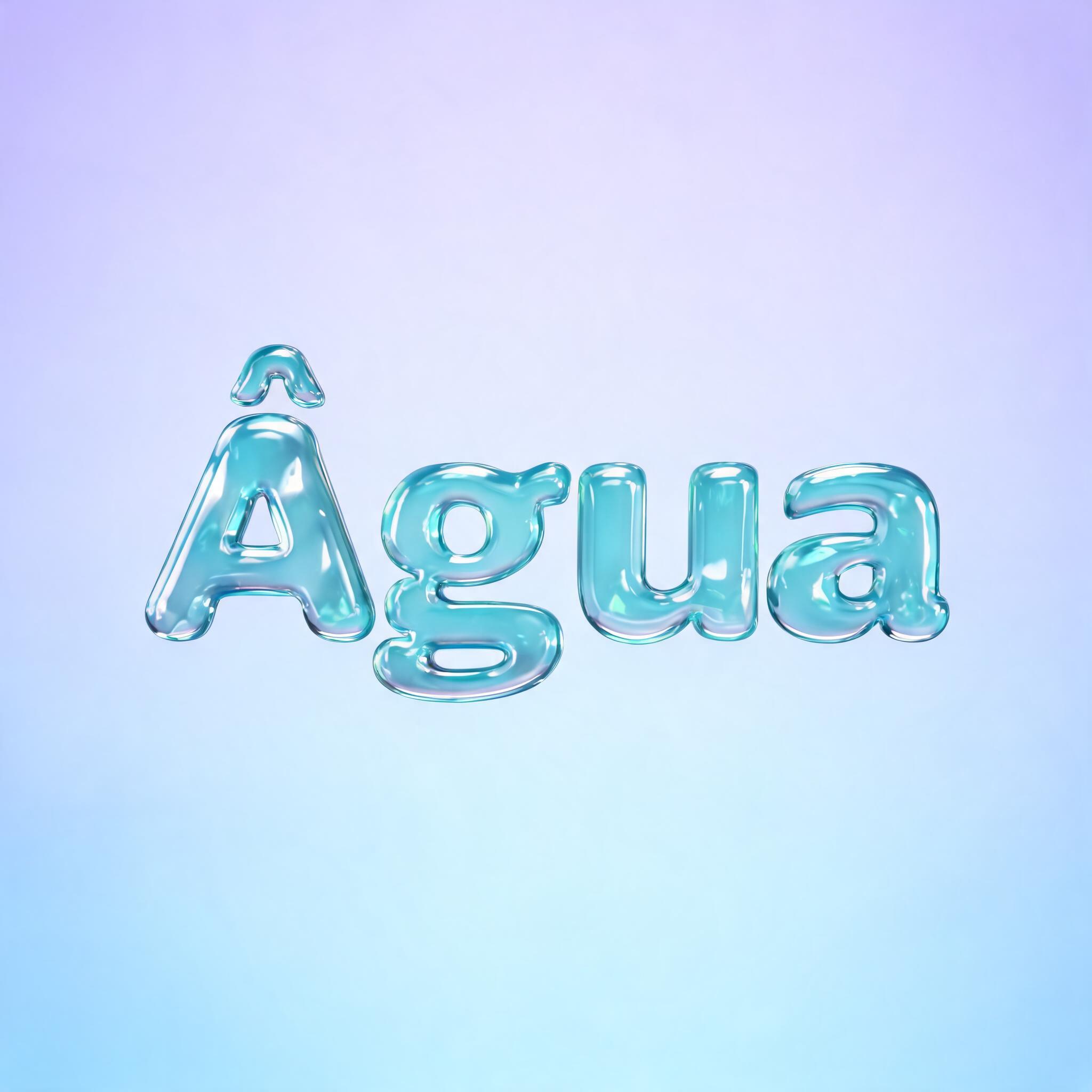 "Água" — Glass Liquid | AI Text Effect Generator