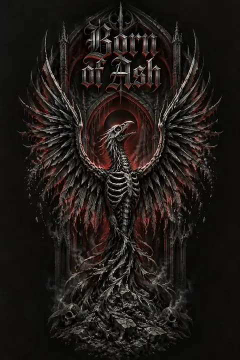 "Born
of Ash" — Gothic Dark text effect
