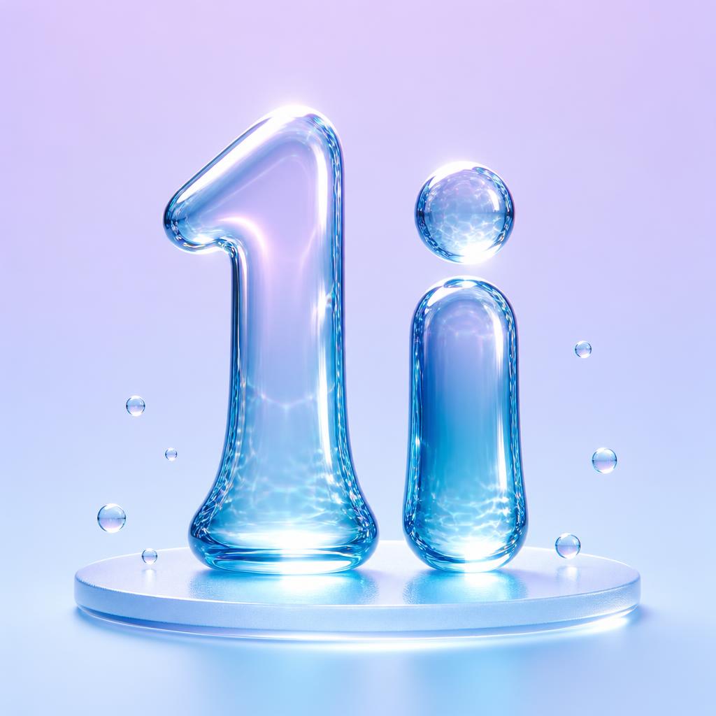 "1i" — Glass Liquid | AI Text Effect Generator