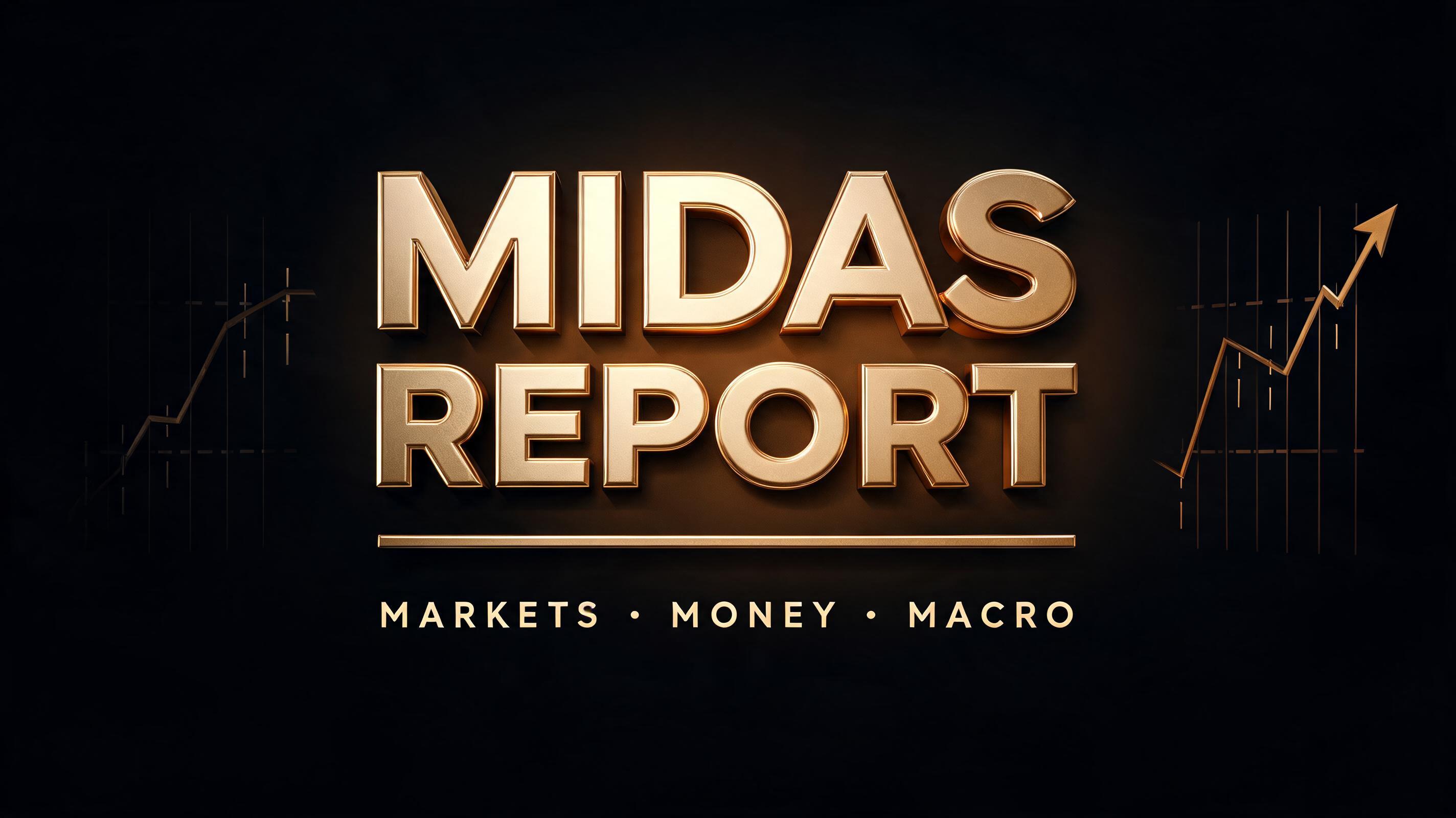 "I need channel art for my finance channel Midas Report in polished gold" — 3d Bold Gold | AI Text Effect Generator