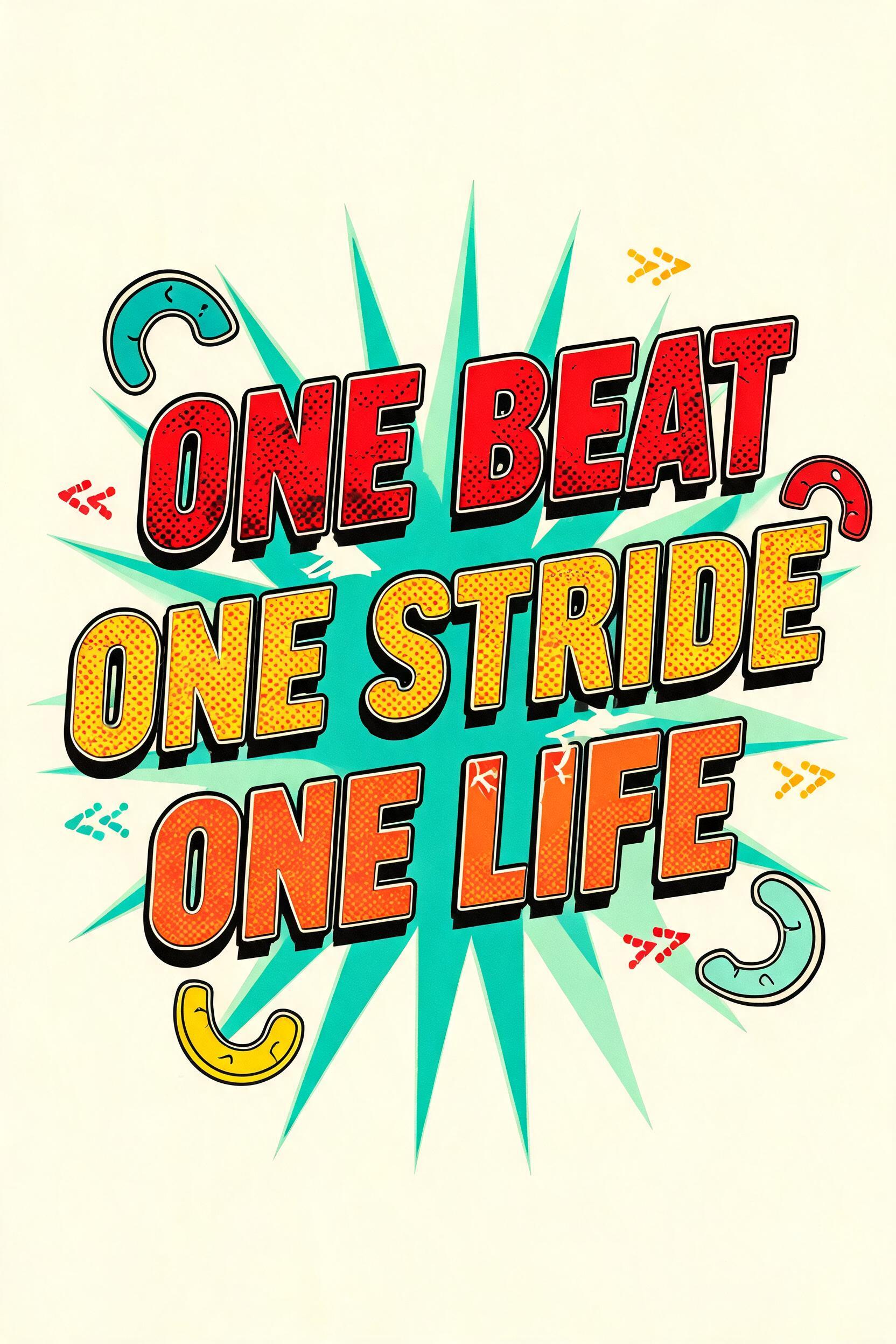 "ONE BEAT ONE STRIDE ONE LIFE" — Retro Pop | AI Text Effect Generator