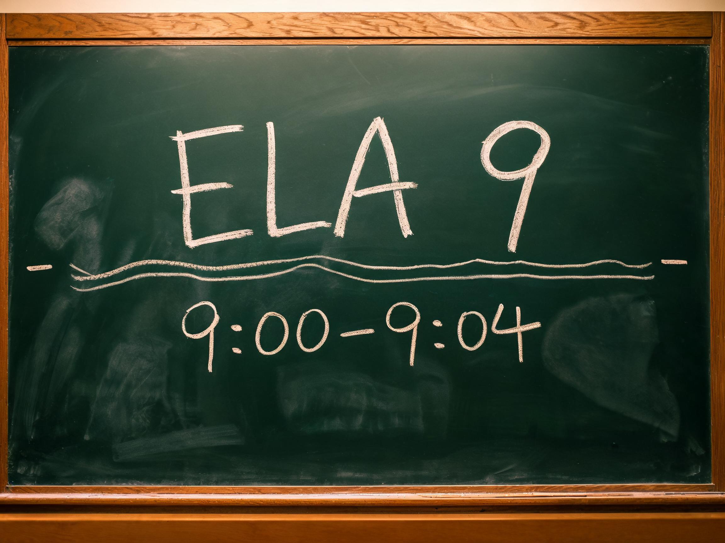 "ELA 9 9:00-9:04" — Chalk | AI Text Effect Generator