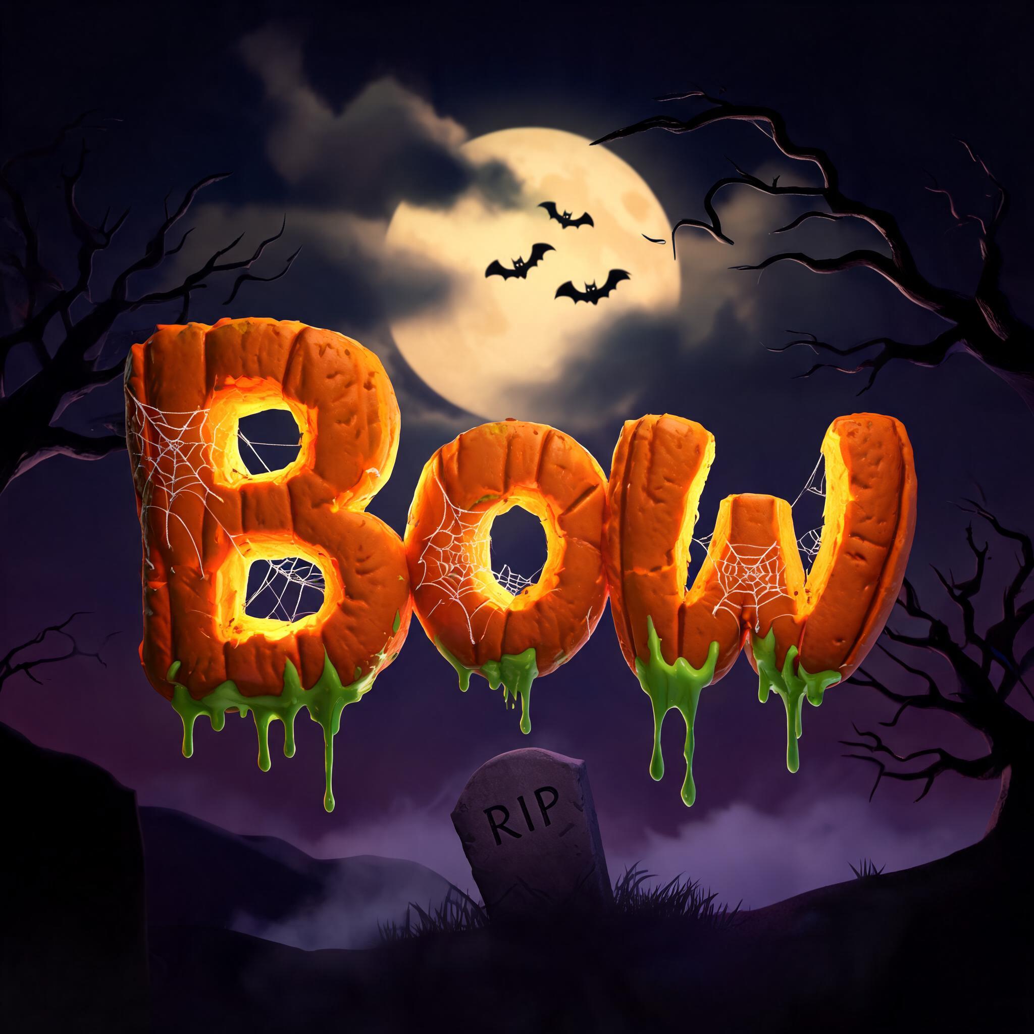 "Bow" — Halloween text effect
