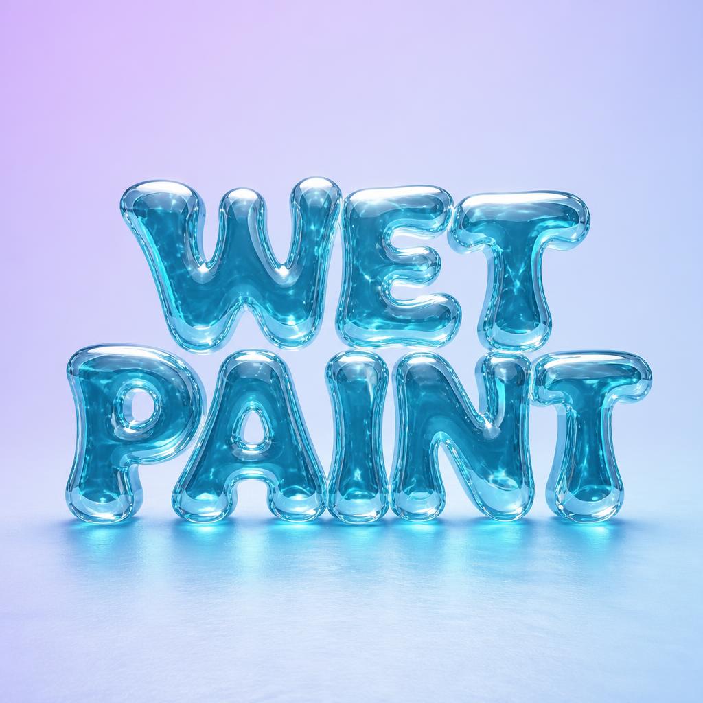 "WET PAINT" — Glass Liquid | AI Text Effect Generator