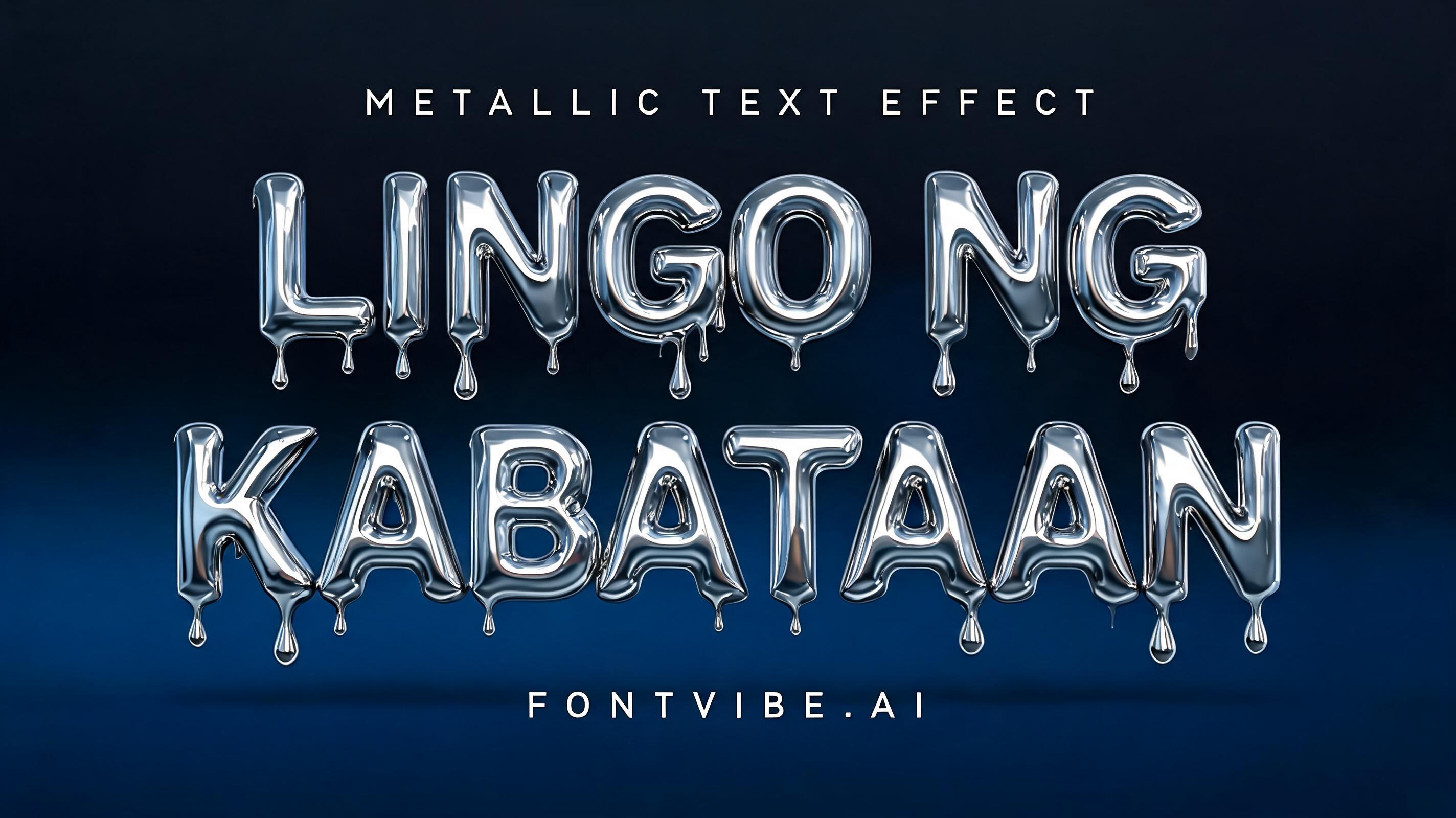 "LINGGO NG KABATAAN" — Metallic | AI Text Effect Generator