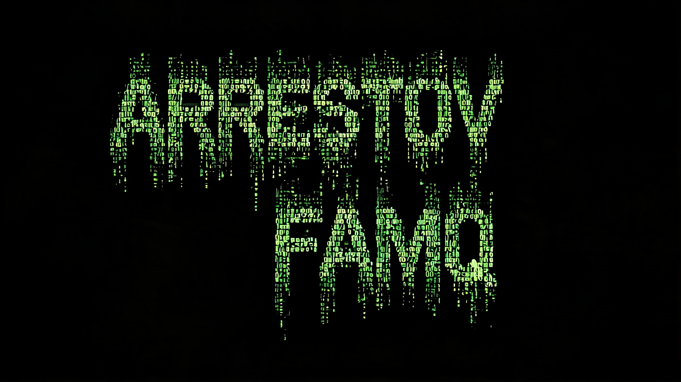 "ARRESTOV FAMQ" — Cyberpunk Data Stream text effect