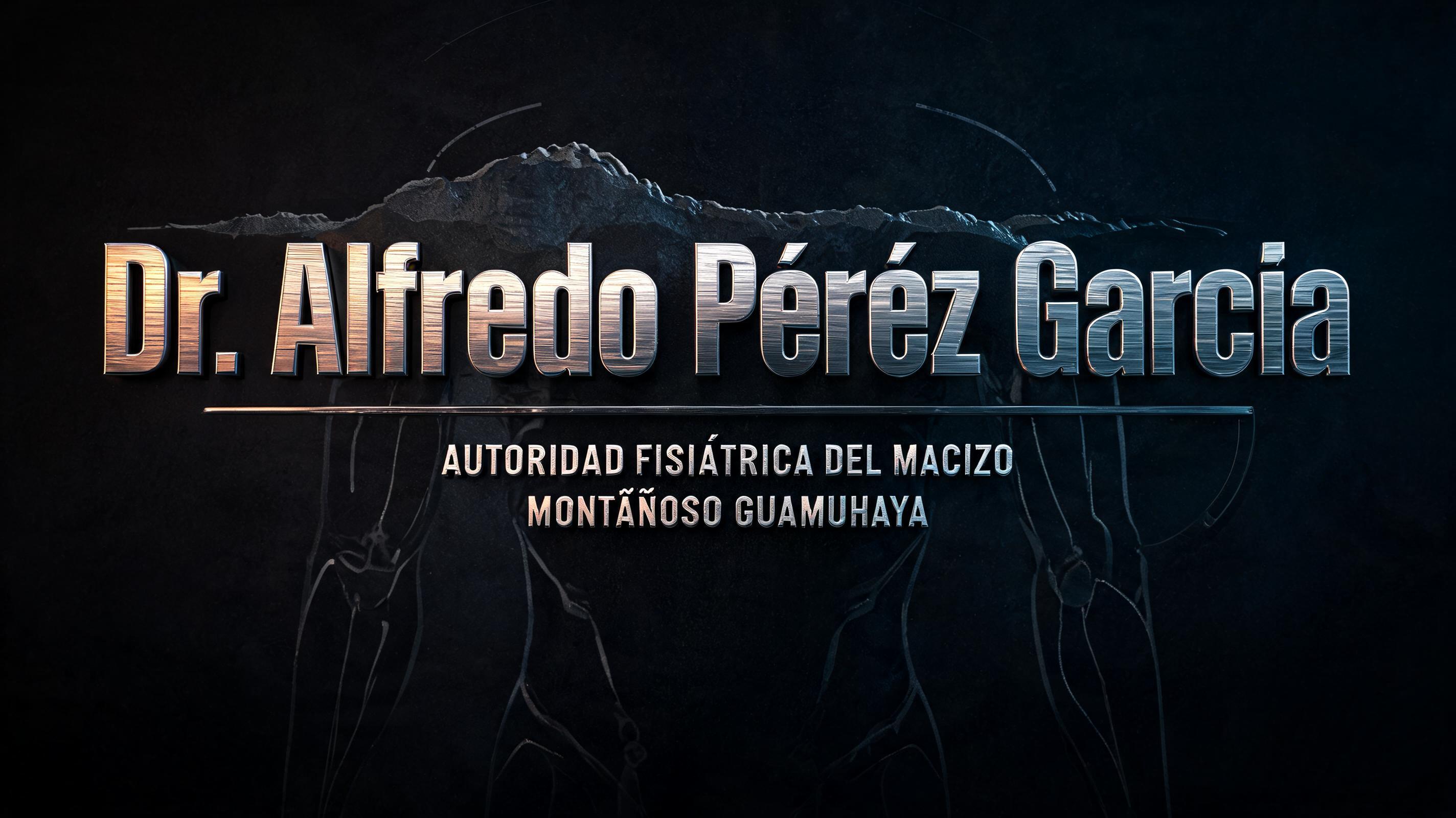 "Dr. Alfredo Pérez García 
AUTORIDAD FISIÁTRICA DEL MACIZO
MONTAÑOSO GUAMUHAYA" — Metallic | AI Text Effect Generator