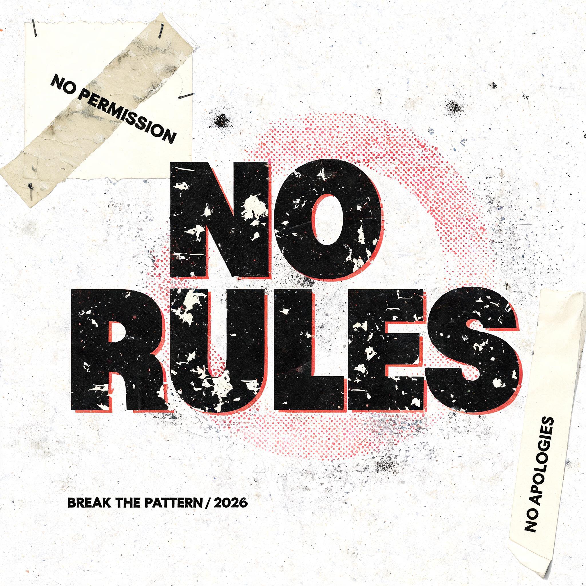 NO RULES
NO PERMISSION
NO APOLOGIES
BREAK THE PATTERN / 2026