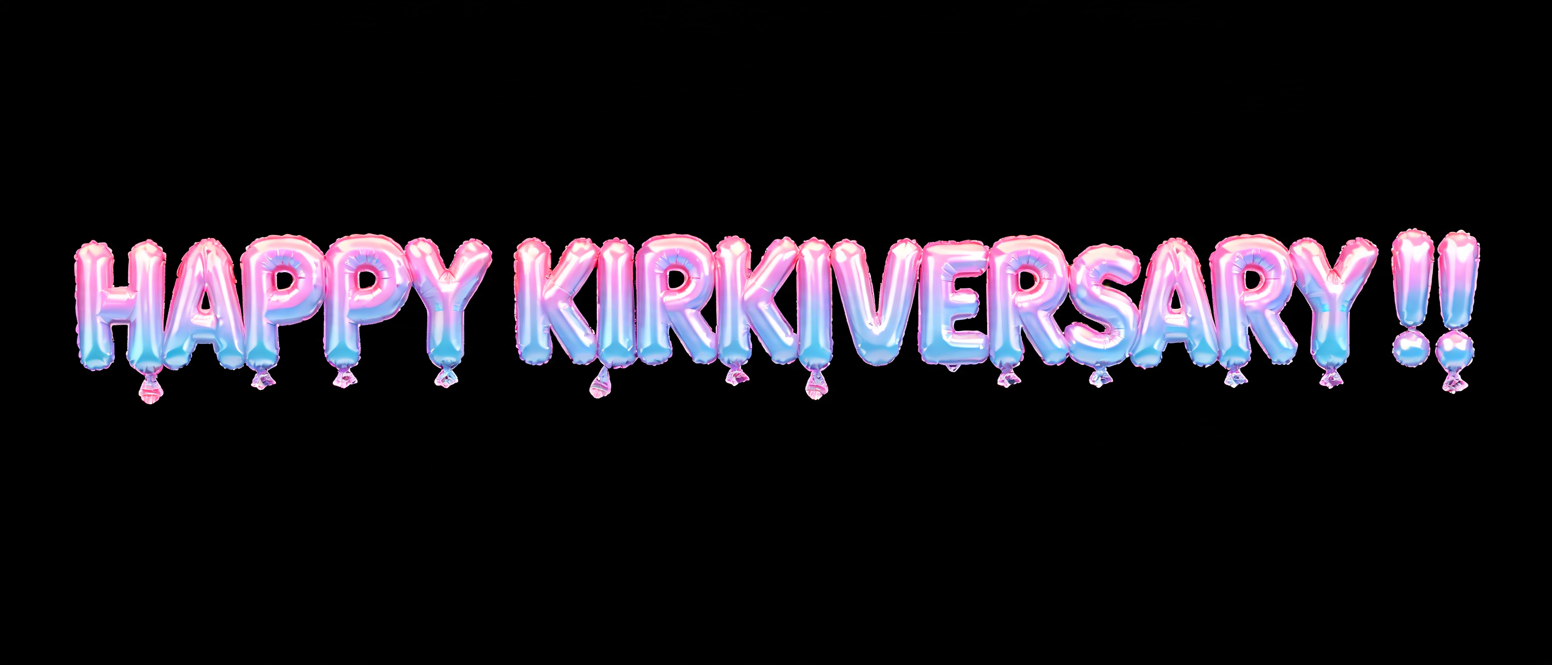 "HAPPY KIRKIVERSARY!!" — Y2k Bubbly | AI Text Effect Generator