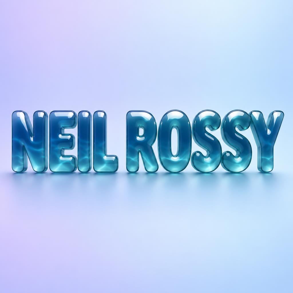 "NEIL ROSSY" — Glass Liquid | AI Text Effect Generator