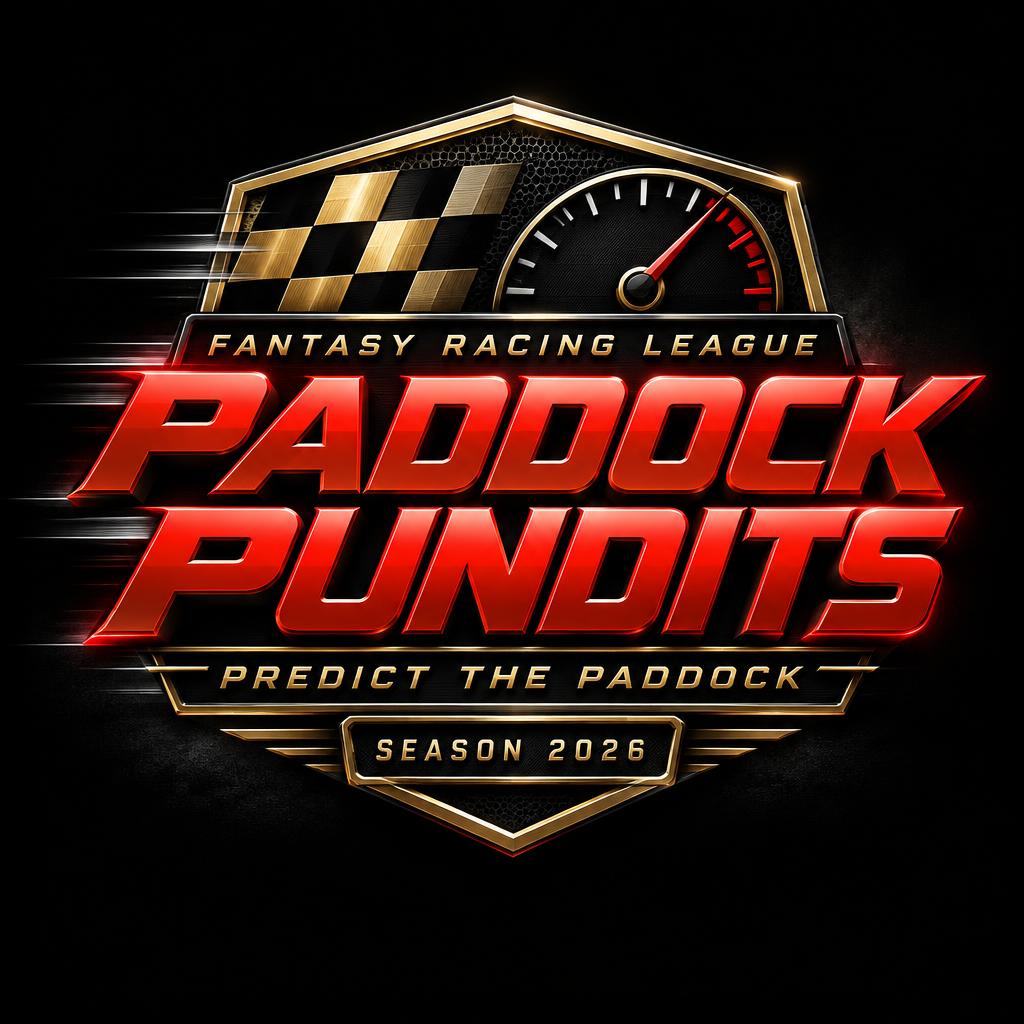 "PADDOCK PUNDITS
FANTASY RACING LEAGUE
PREDICT THE PADDOCK
SEASON 2026" — Racing | AI Text Effect Generator