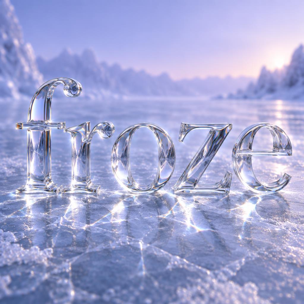 "froze" — Glass | AI Text Effect Generator