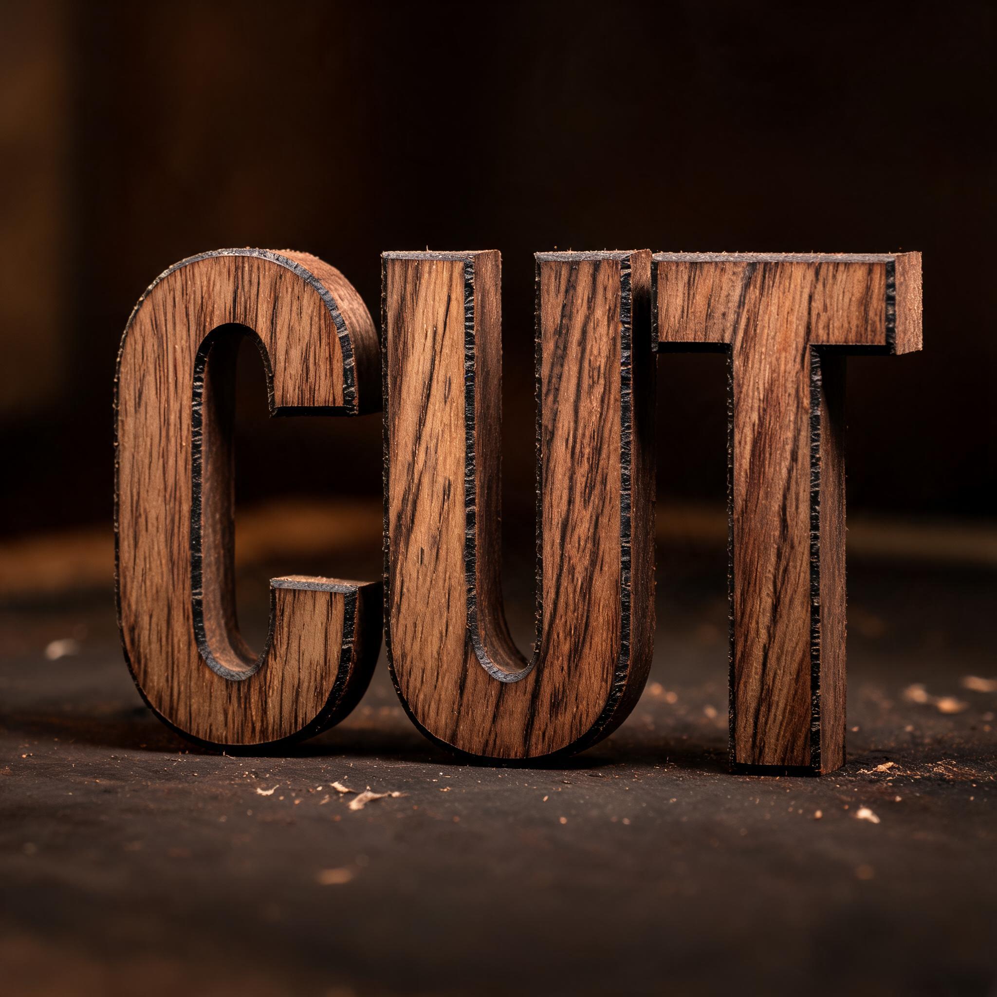 "CUT" — Laser Cut | AI Text Effect Generator