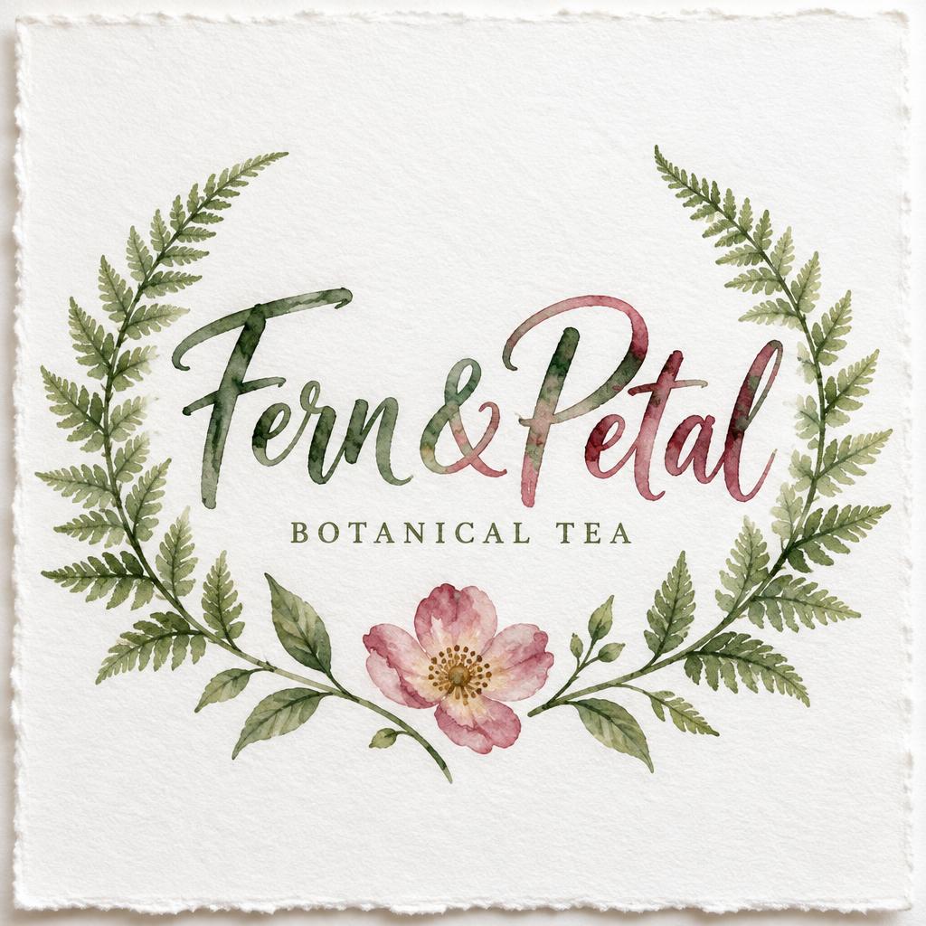 "Fern & Petal
BOTANICAL TEA" — Watercolor text effect