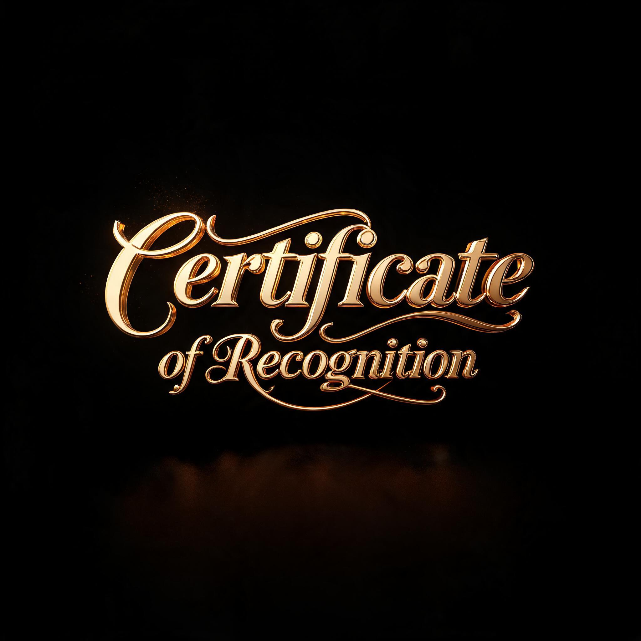 "Certificate of Recognition" — 3d Bold Gold | AI Text Effect Generator