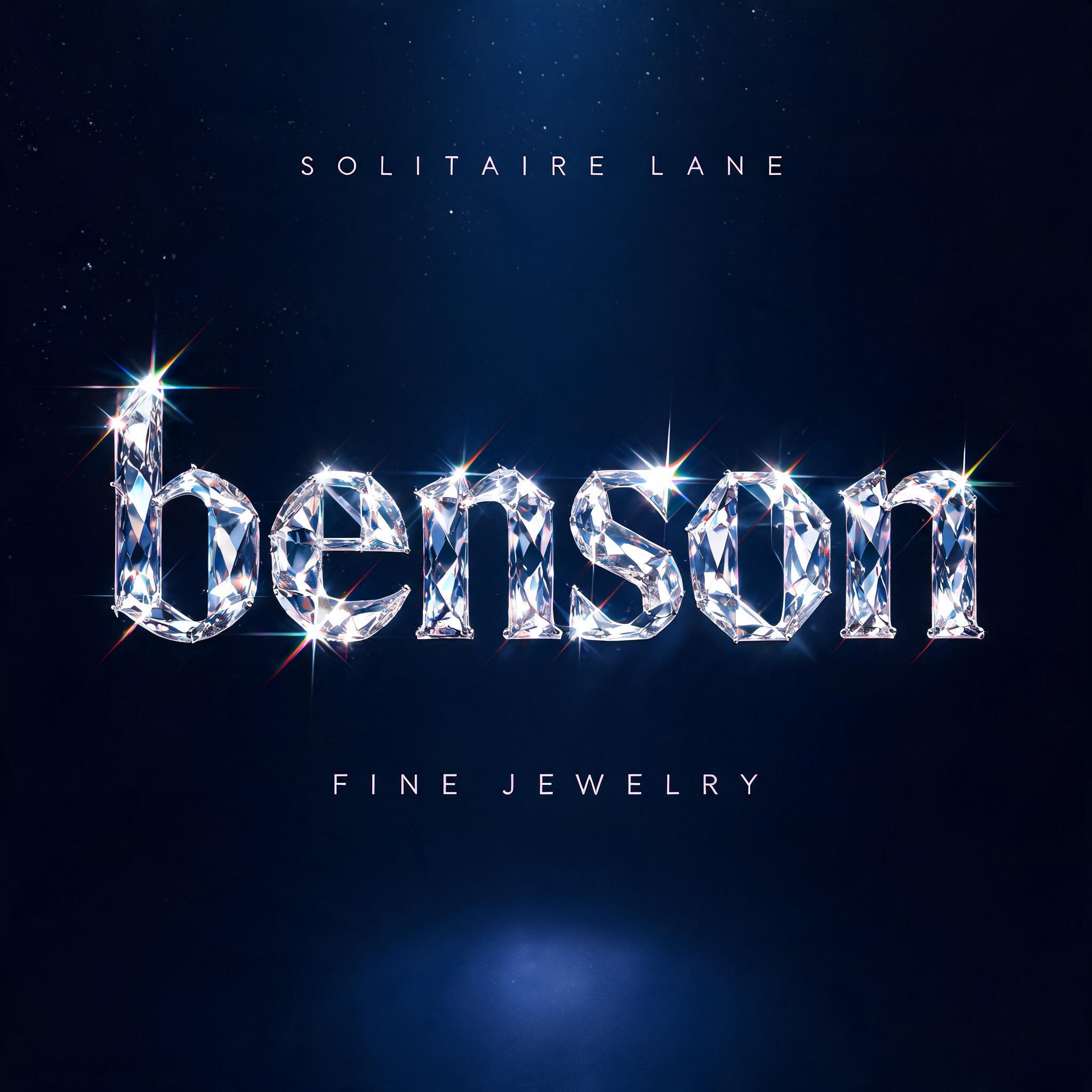 "benson
SOLITAIRE LANE
FINE JEWELRY" — Glass Crystal | AI Text Effect Generator