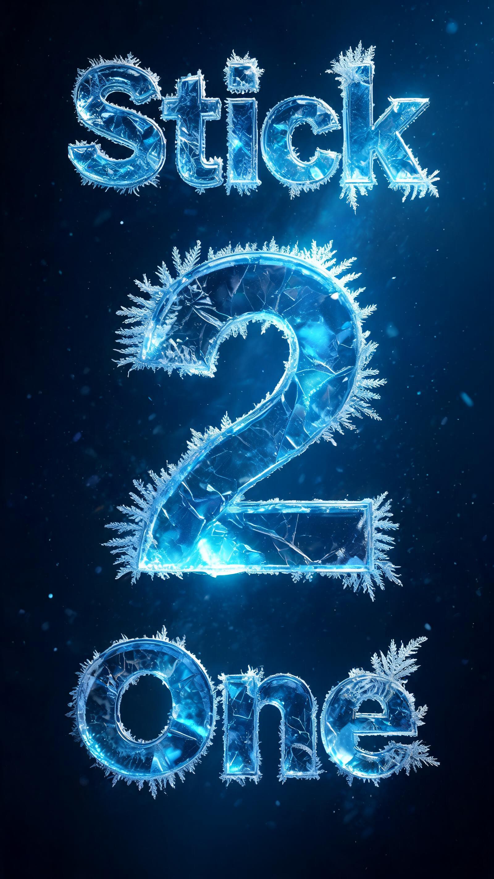 "Stick
    2
One" — Ice Crystal text effect