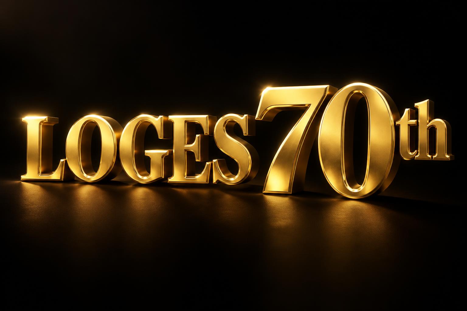 "LOGES 70th" — 3d Bold Gold | AI Text Effect Generator