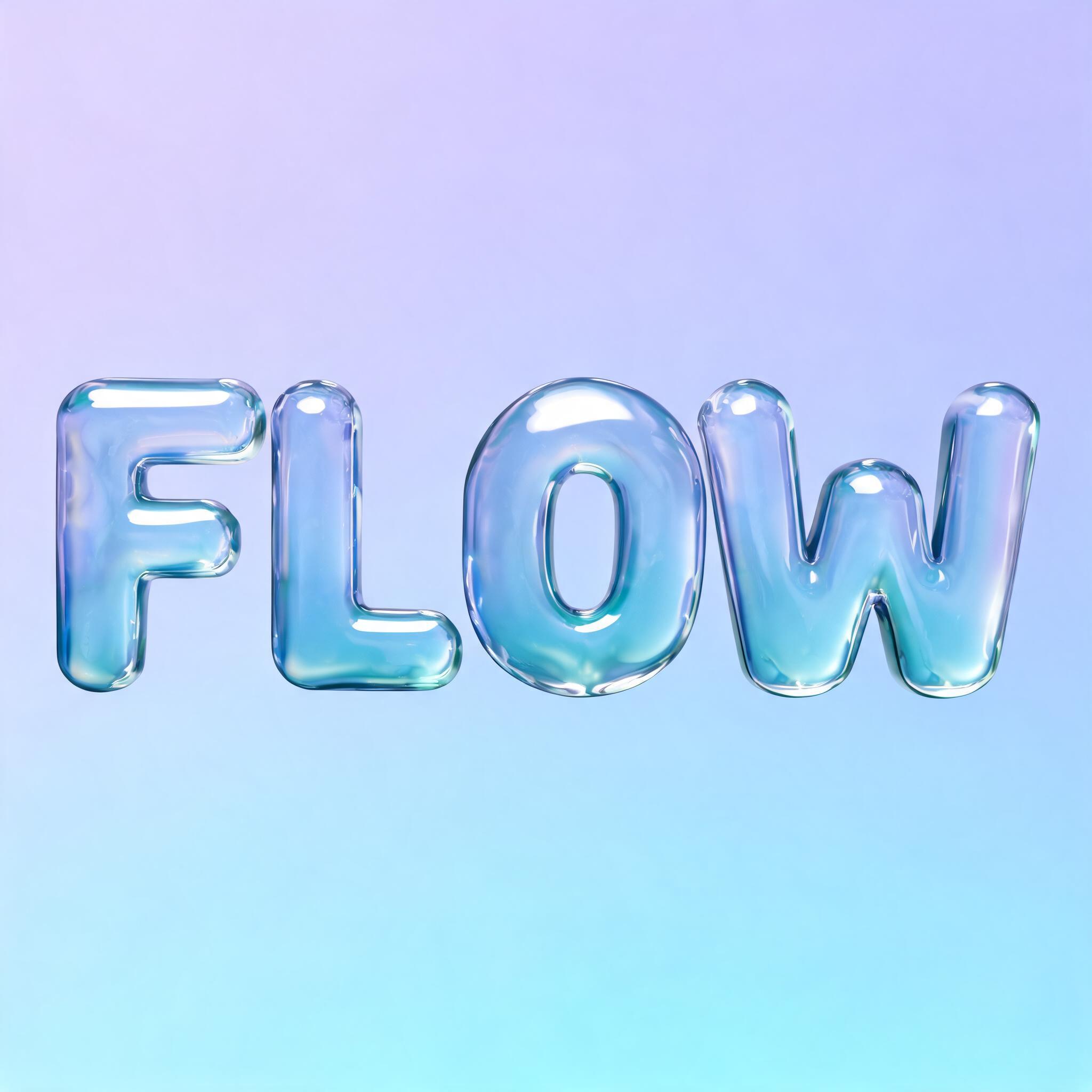"FLOW" — Glass Liquid | AI Text Effect Generator