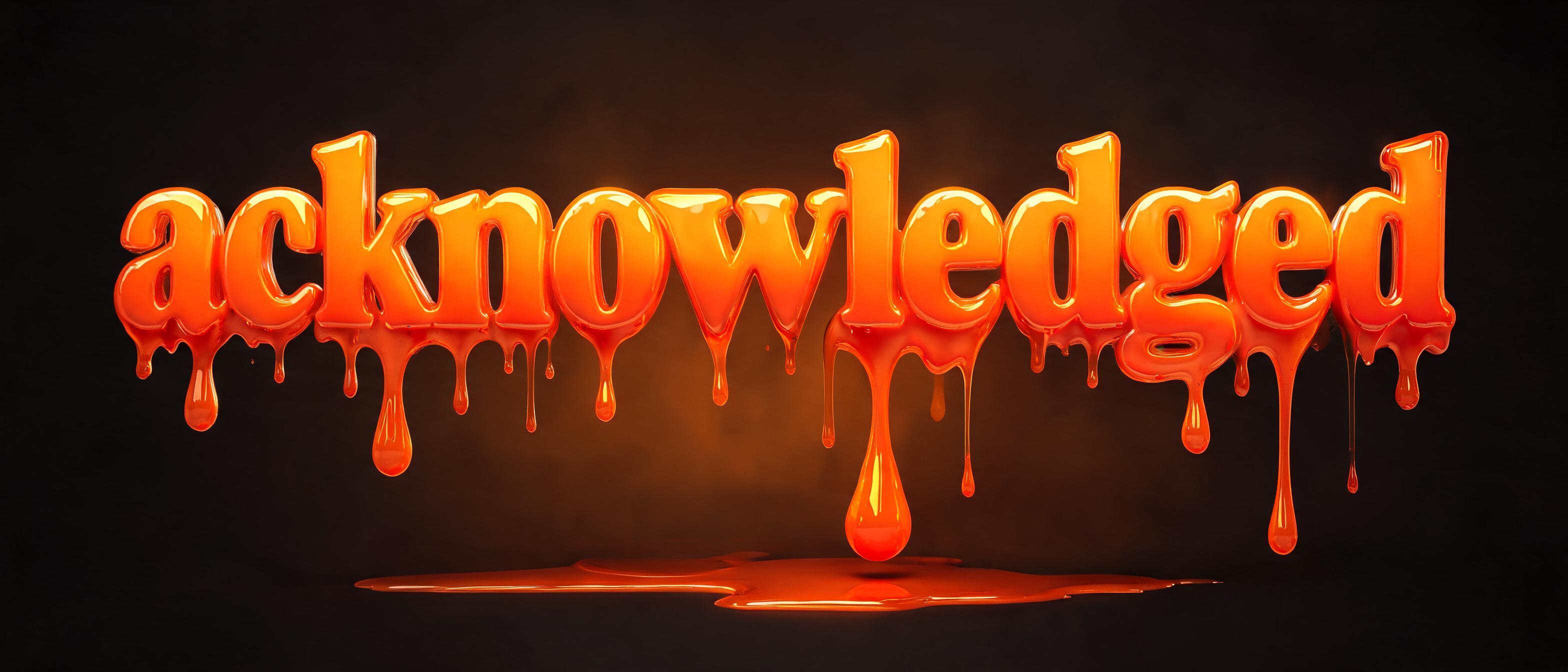 "acknowledged" — Drip Font Melting | AI Text Effect Generator