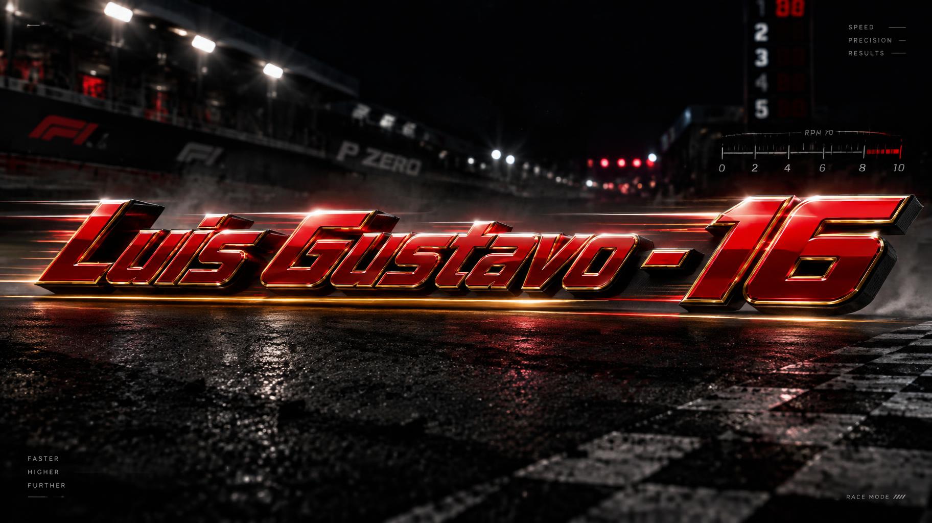 "Luis Gustavo - 16" — Racing | AI Text Effect Generator
