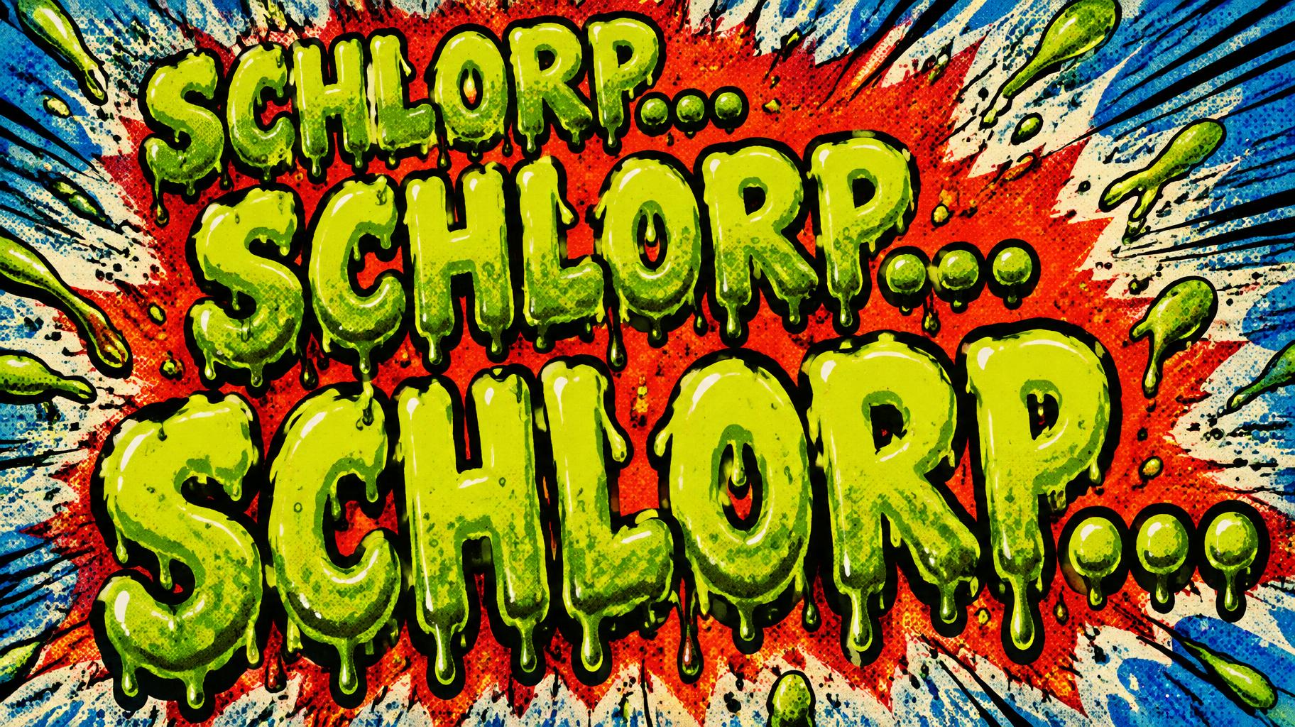 "SCHLORP... SCHLORP... SCHLORP..." — Comic Book | AI Text Effect Generator