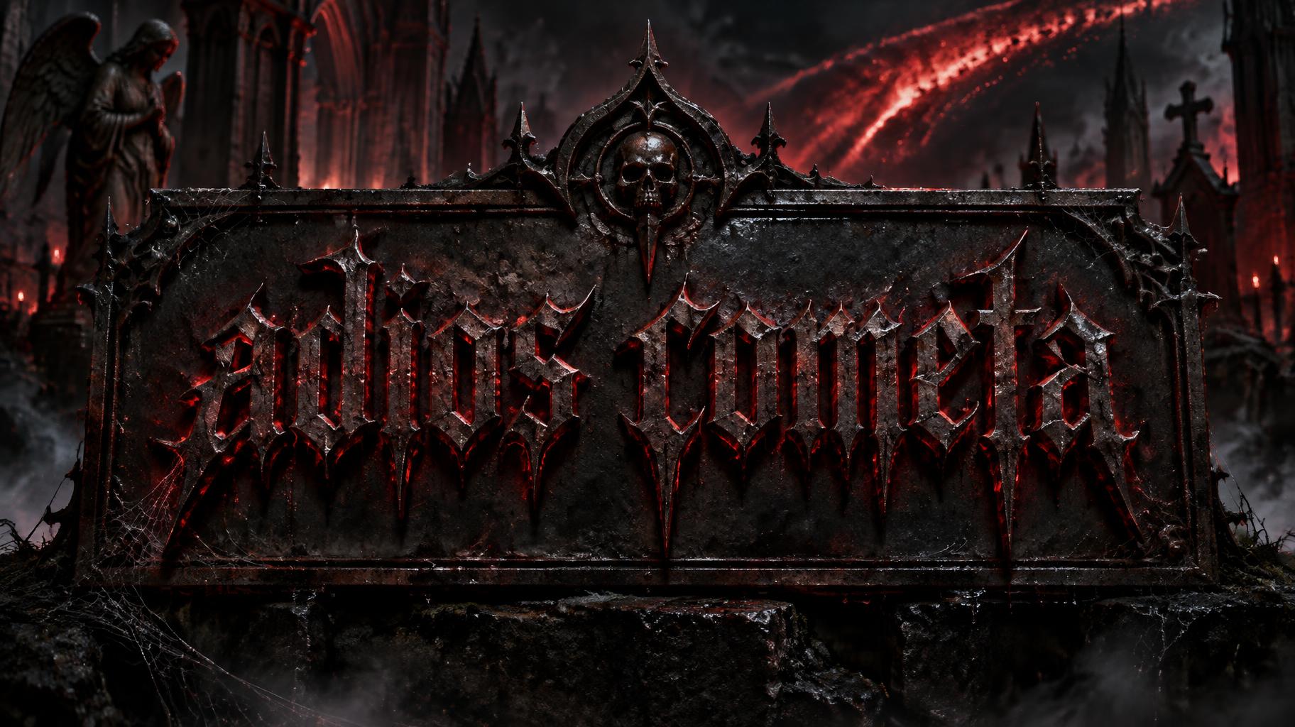 "adios cometa" — Gothic Dark text effect