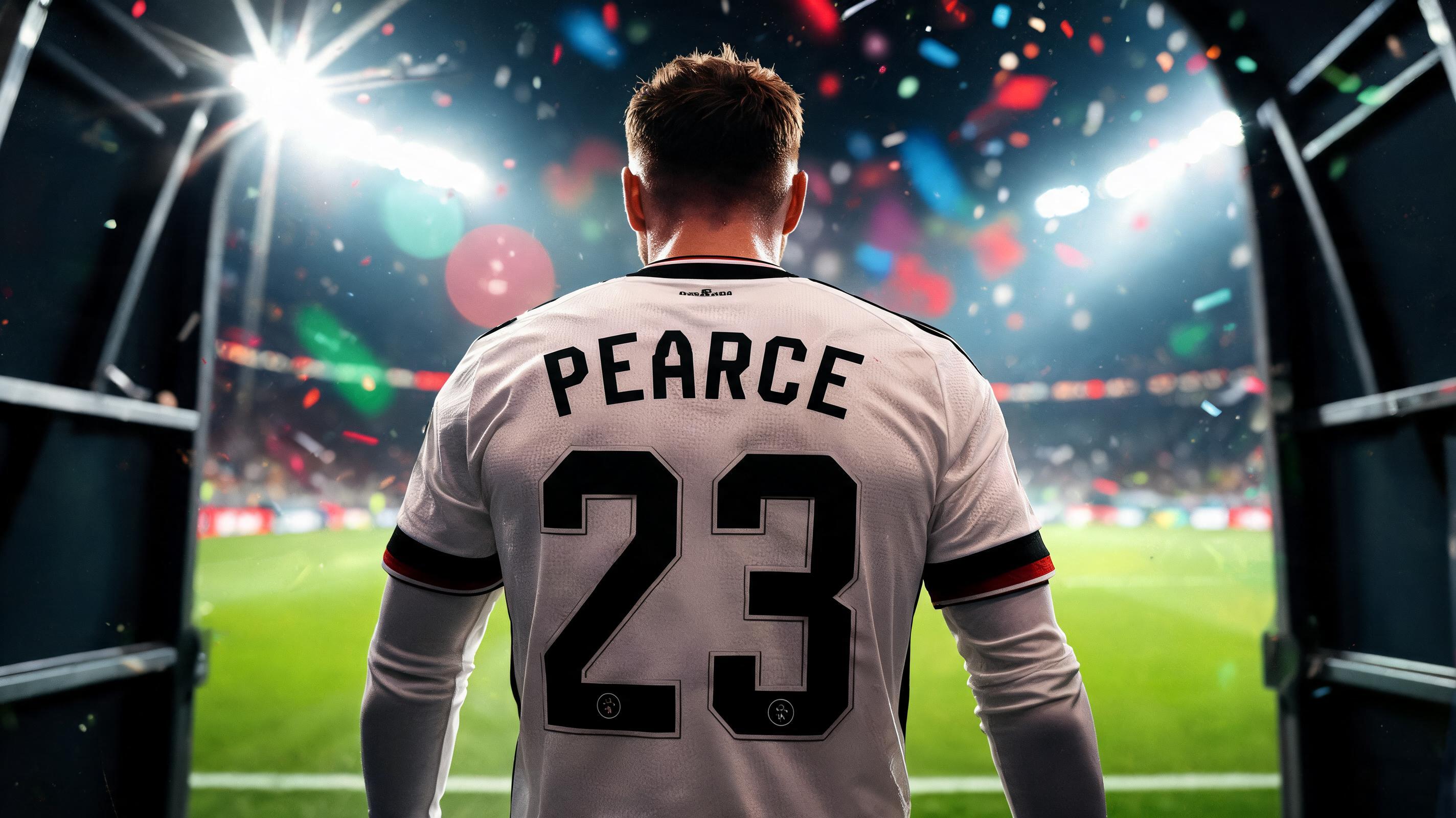 "PEARCE 
23" — Sports Football | AI Text Effect Generator