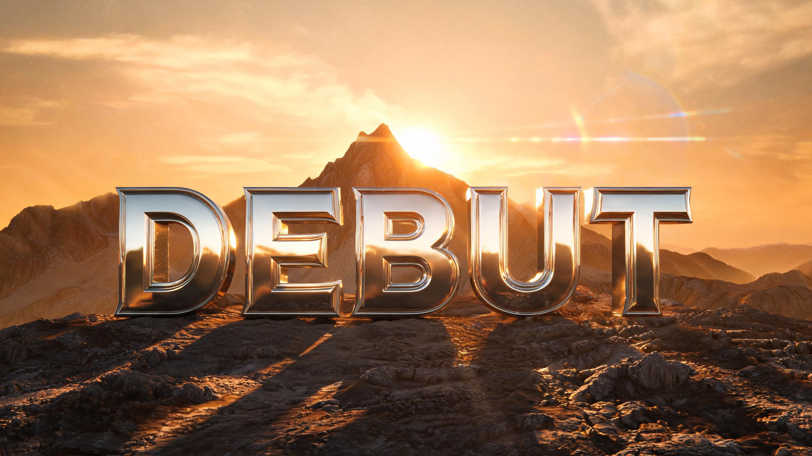 "DEBUT" — Chrome Metal 3d | AI Text Effect Generator