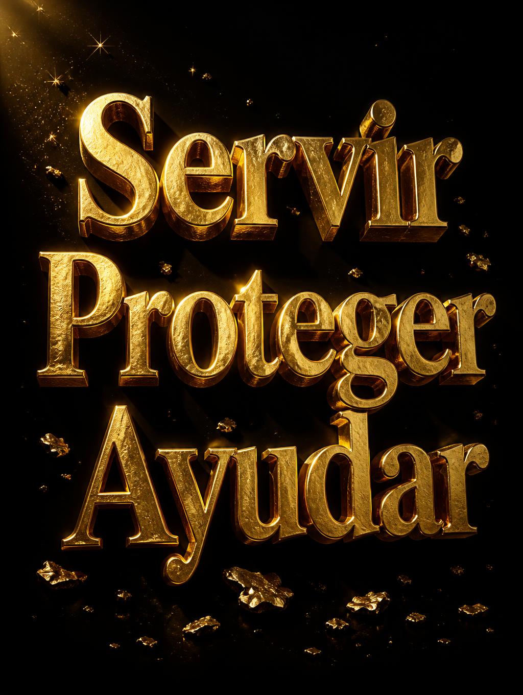 "Servir
Proteger
Ayudar" — Luxury Gold | AI Text Effect Generator