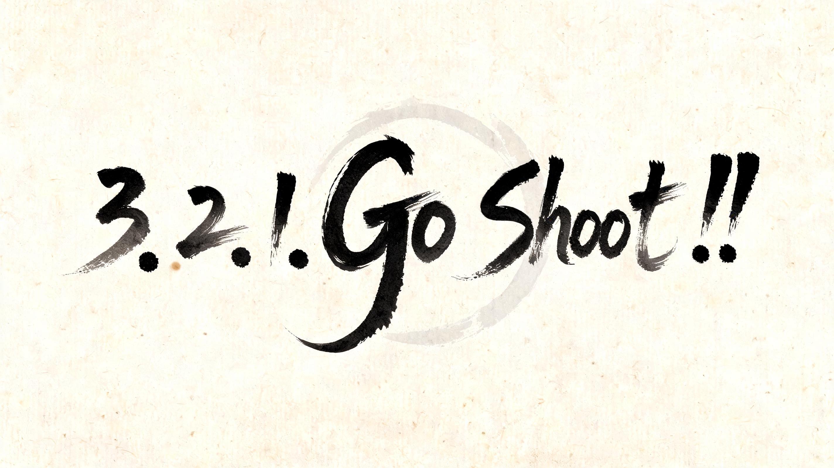 "3．2．1．Go Shoot！！" — Brush Japanese Ink | AI Text Effect Generator
