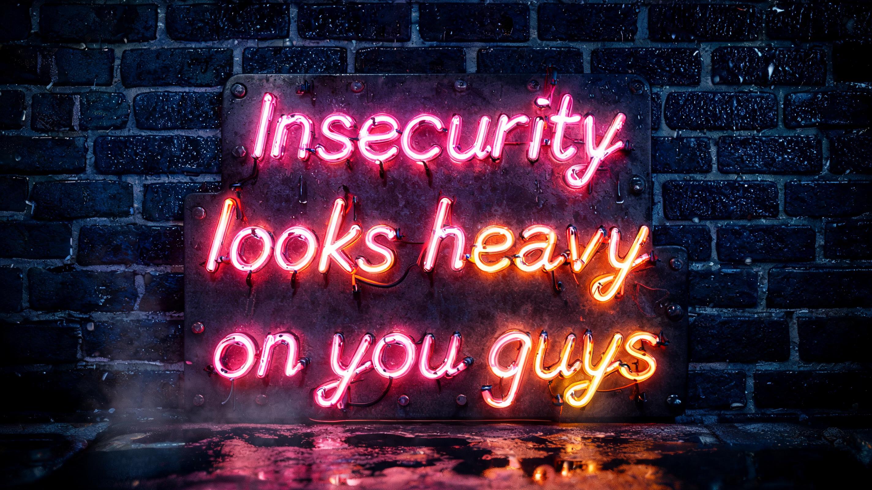 "Insecurity looks heavy on you guys" — Neon Sign | AI Text Effect Generator