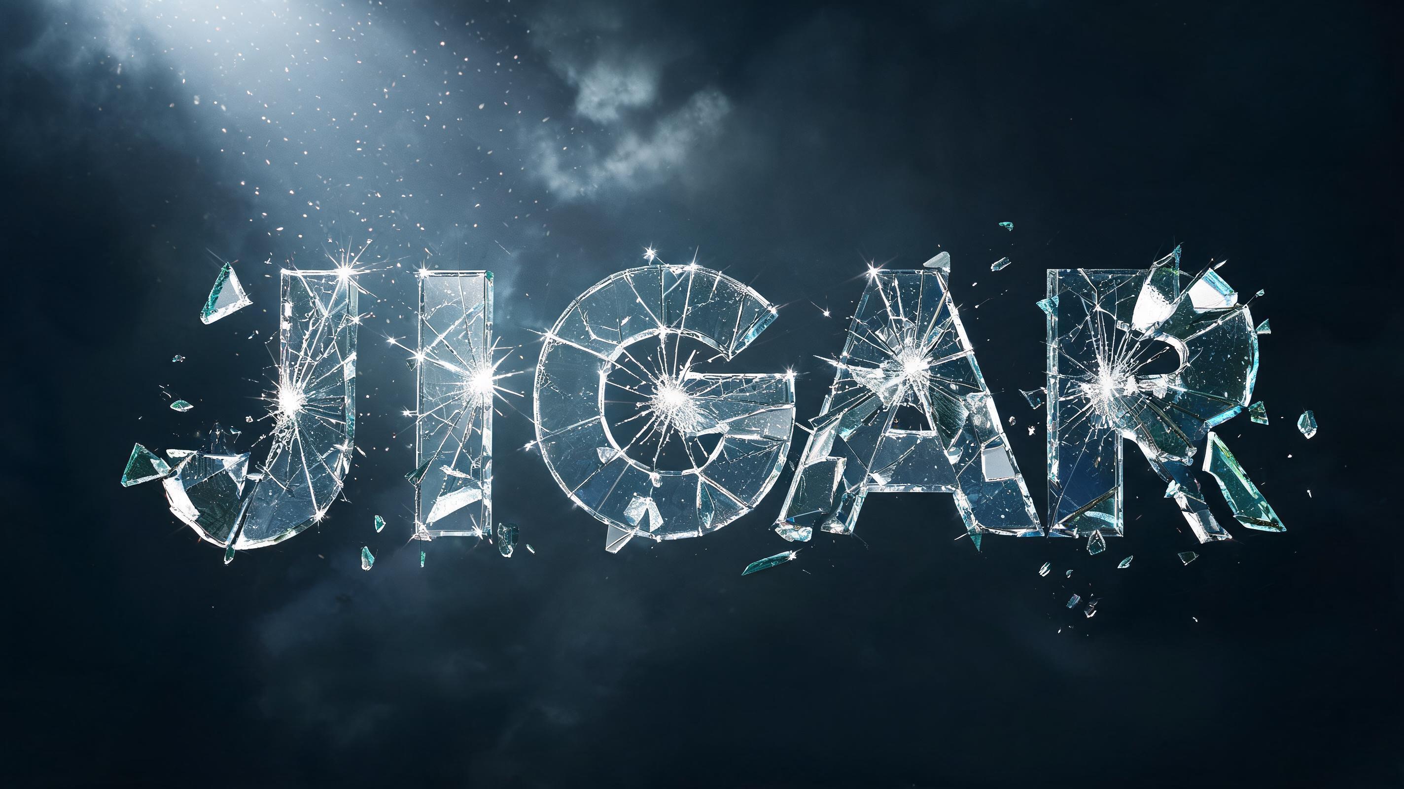 "Jigar" — Glass Broken text effect