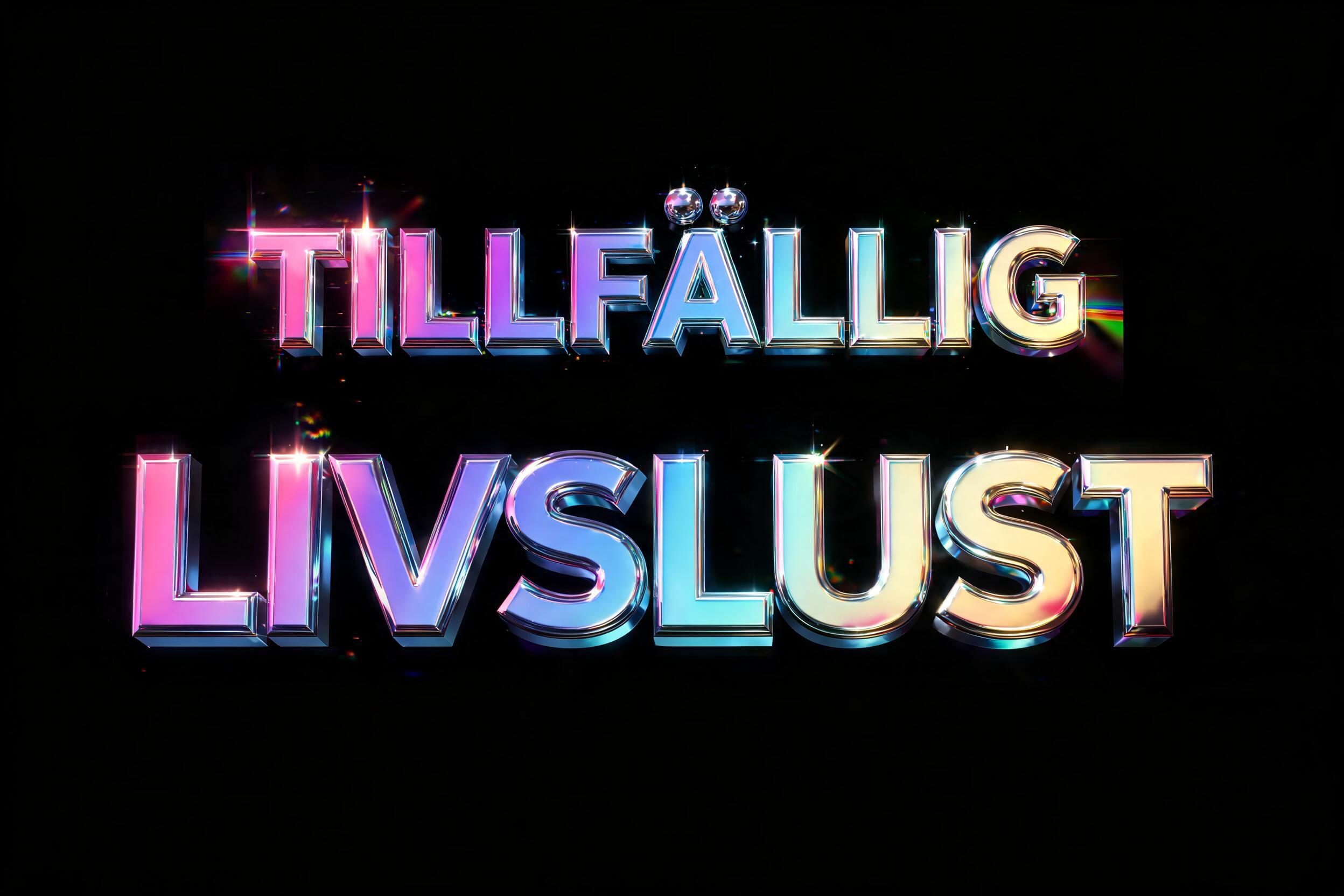 "Tillfällig Livslust" — 3d Bold Holographic text effect