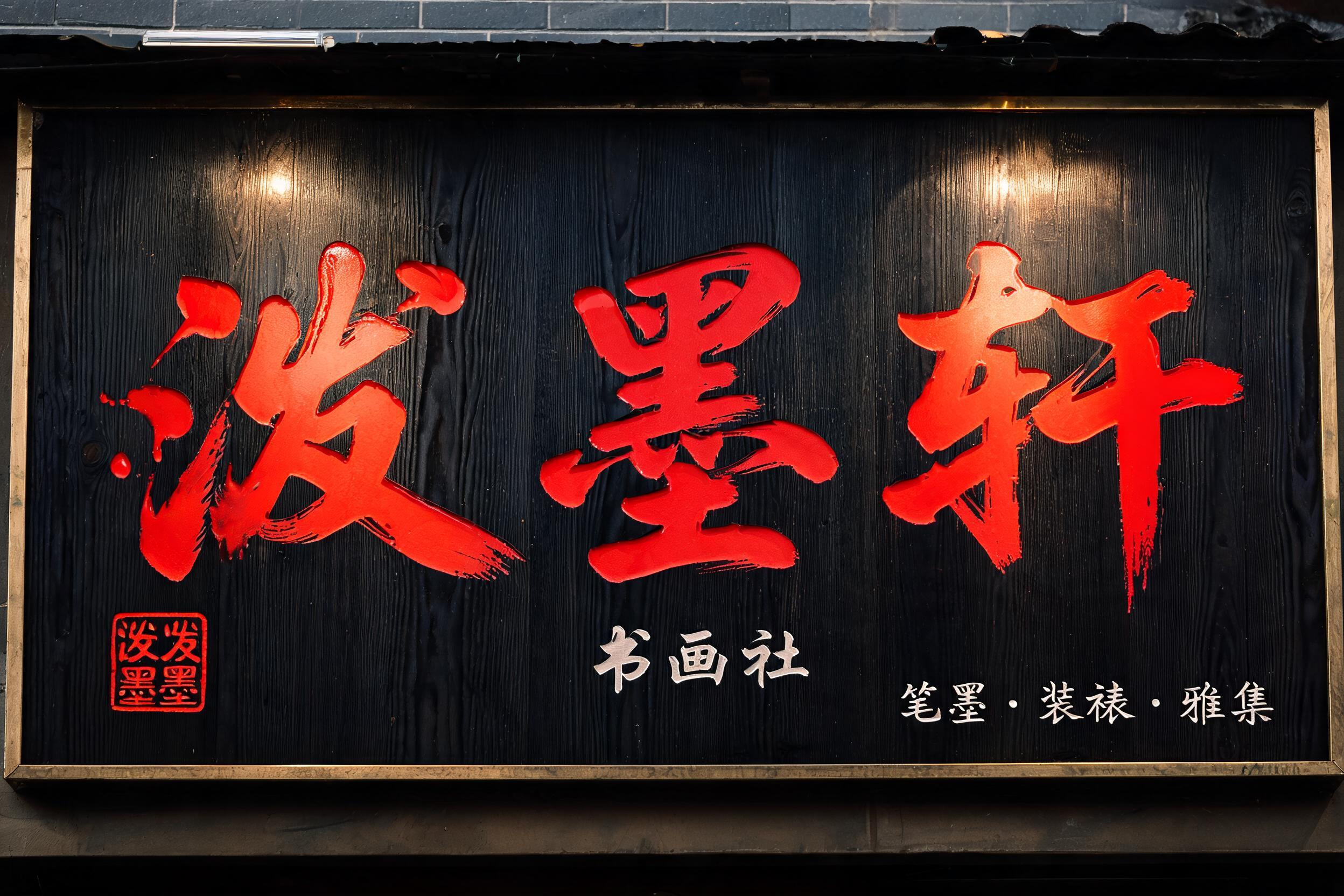 "给书画社「泼墨轩」做个笔刷招牌" — Brush Stroke | AI Text Effect Generator