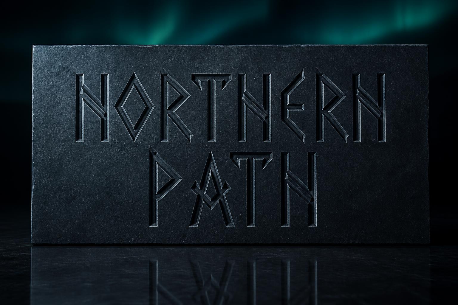 "NORTHERN
PATH" — Viking Runic text effect