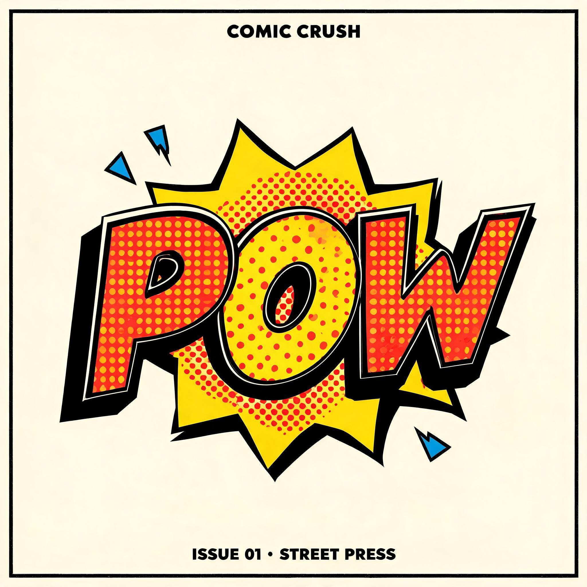 "POW
COMIC CRUSH
ISSUE 01 • STREET PRESS" — Pop Art | AI Text Effect Generator