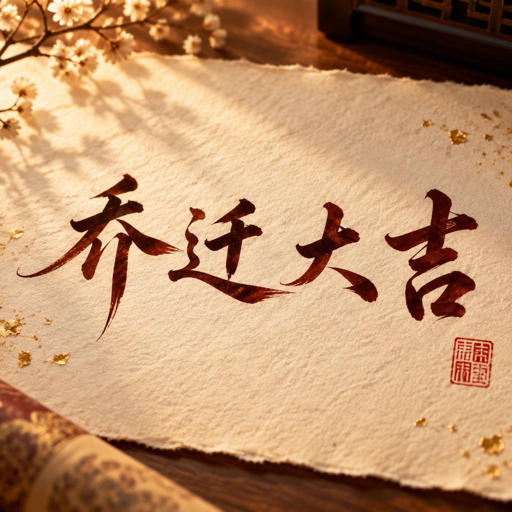 "乔迁大吉" — Handwritten Script | AI Text Effect Generator